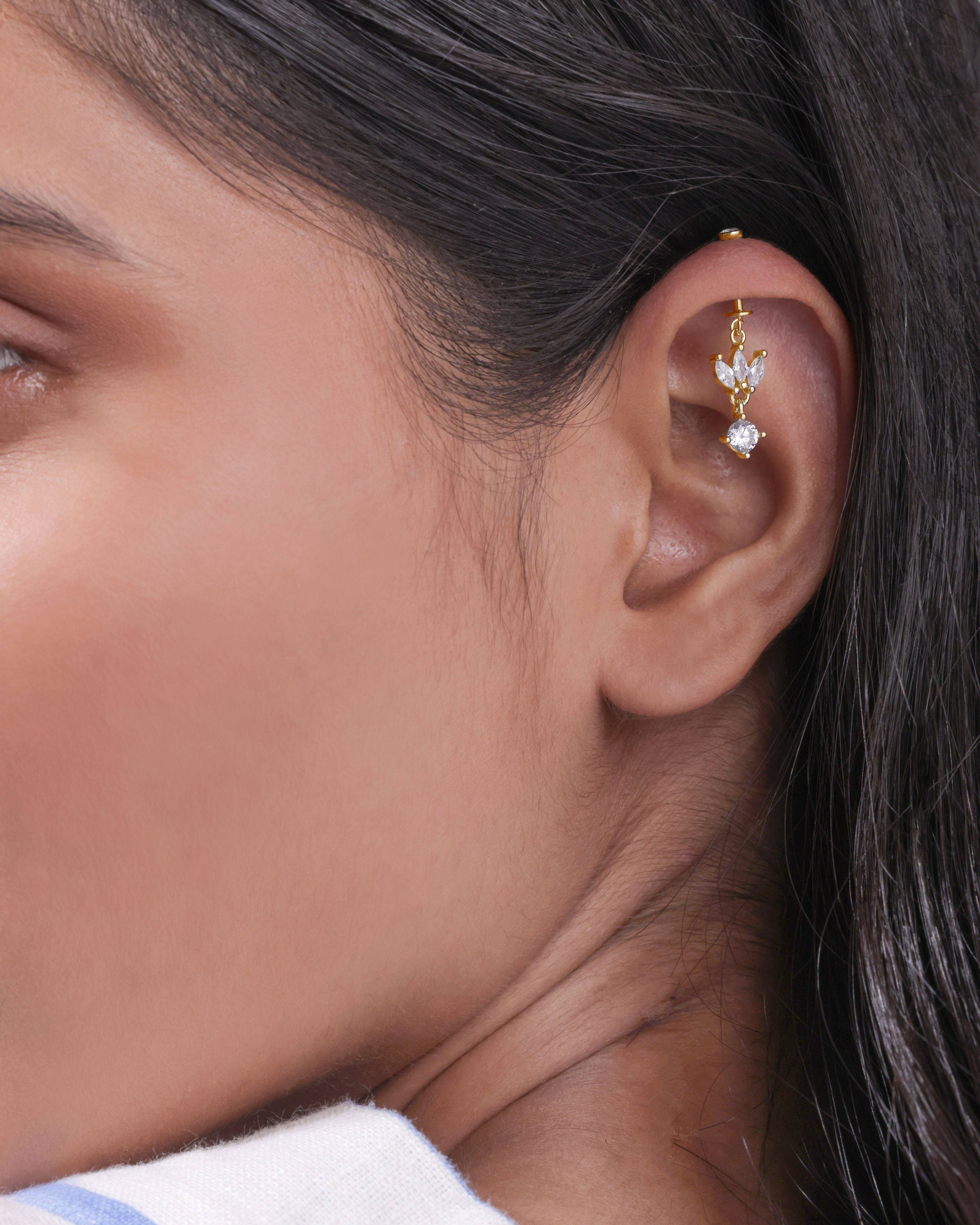 Lotus with a zircon stone drop - screw Helix Hanging