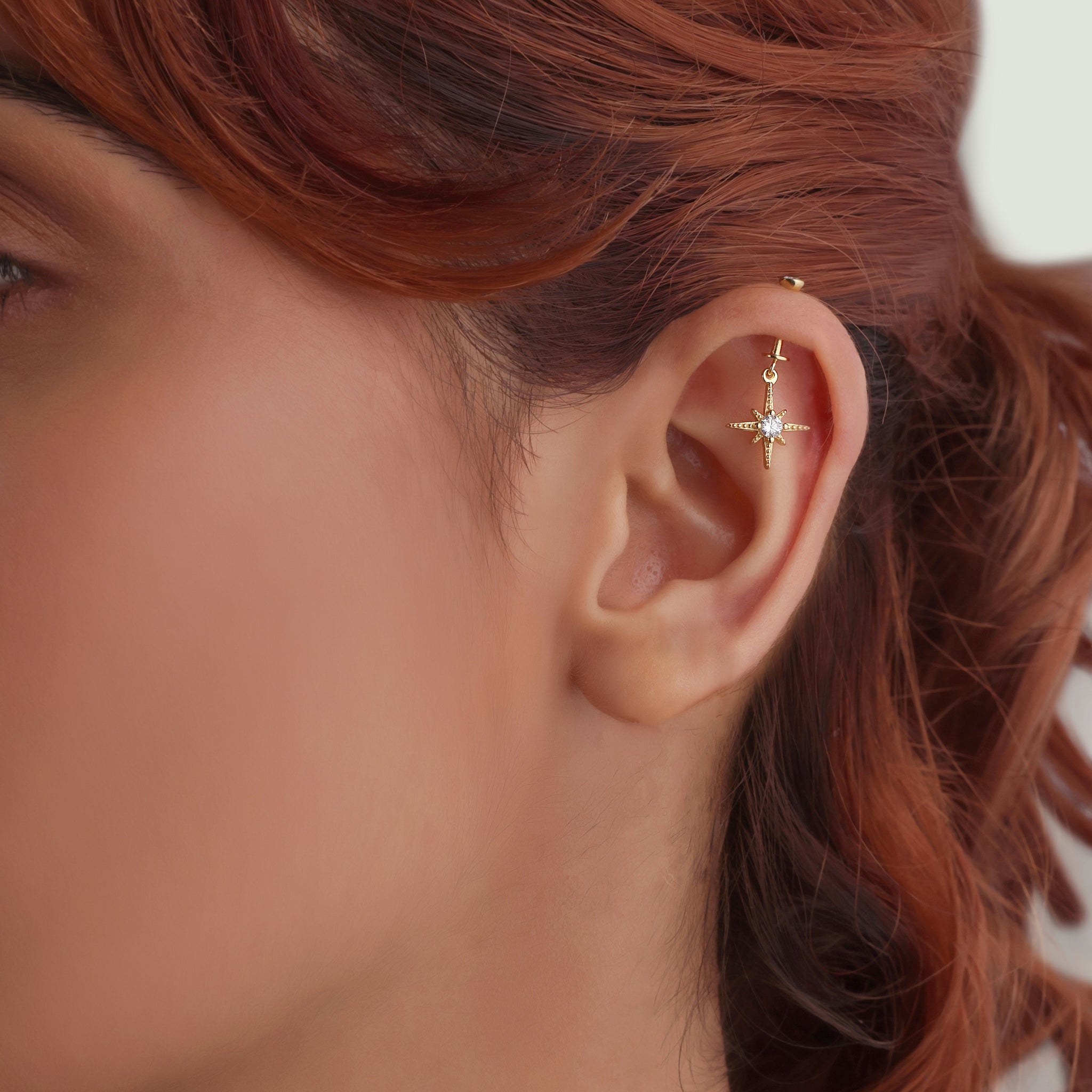 Zirconia Snow Burst Screw Helix Hanging Earrings