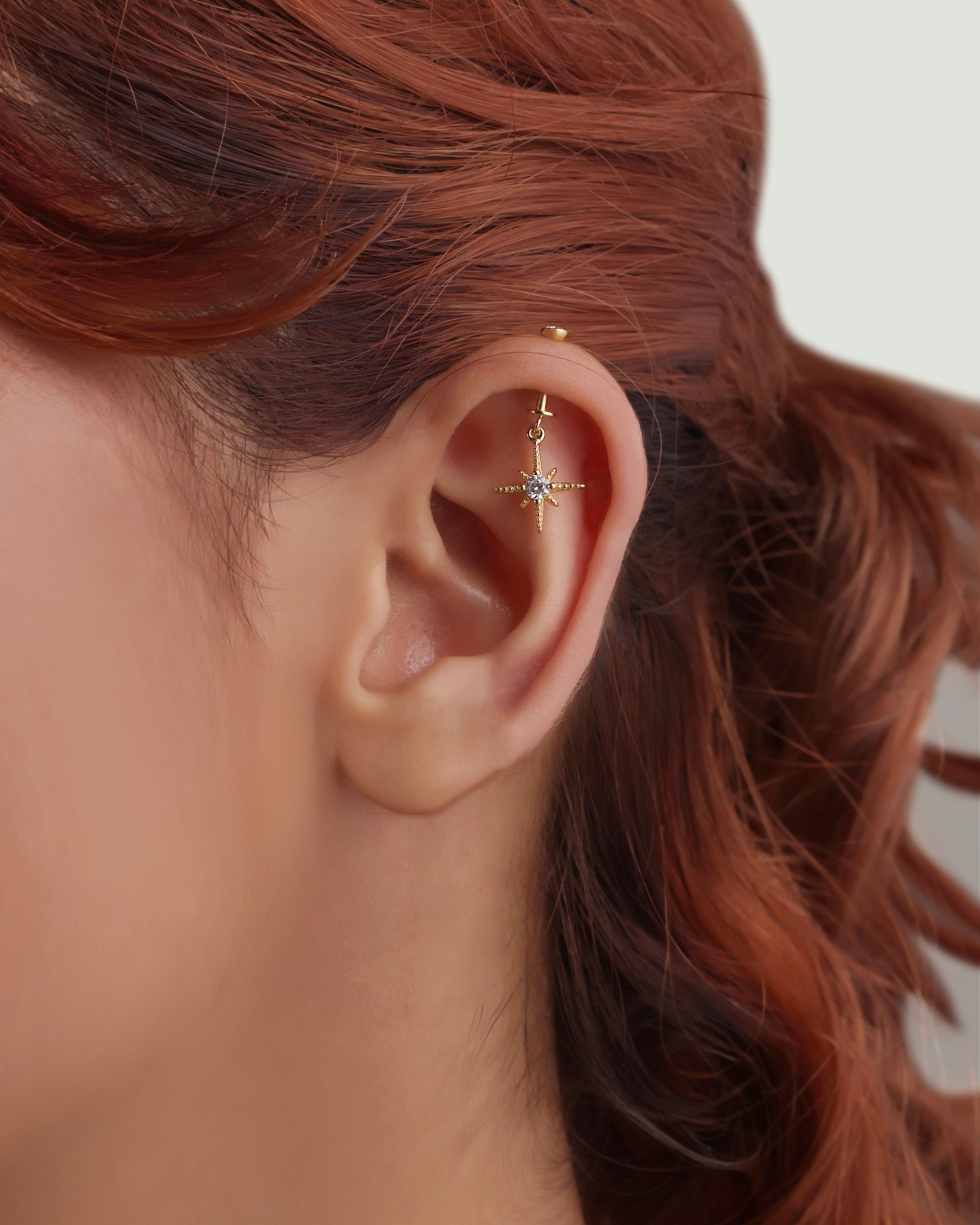 Zirconia snow burst - Screw Helix Hanging - 14k Gold plated