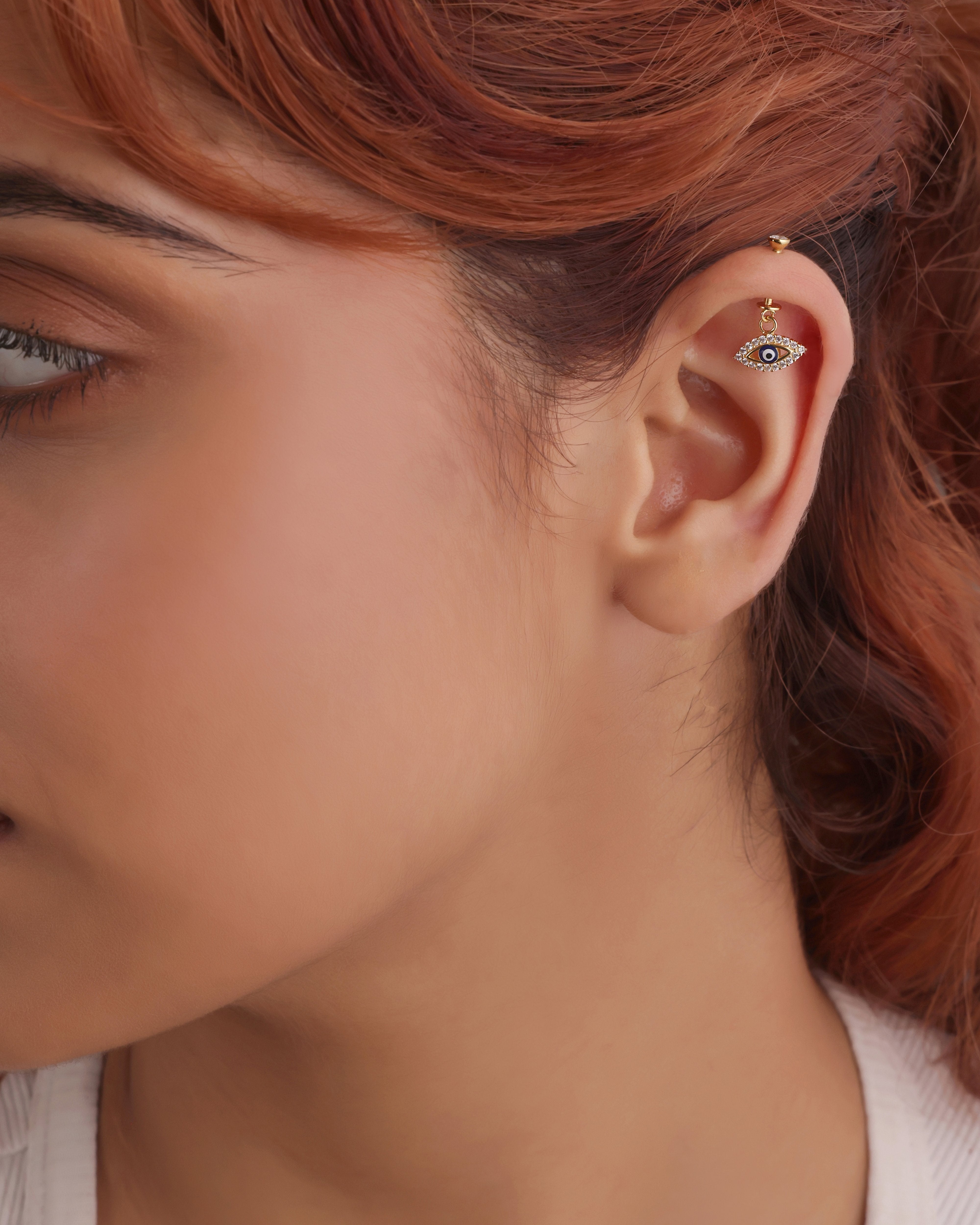 Enamel Blue Evil Eye - Helix Piercing hanging