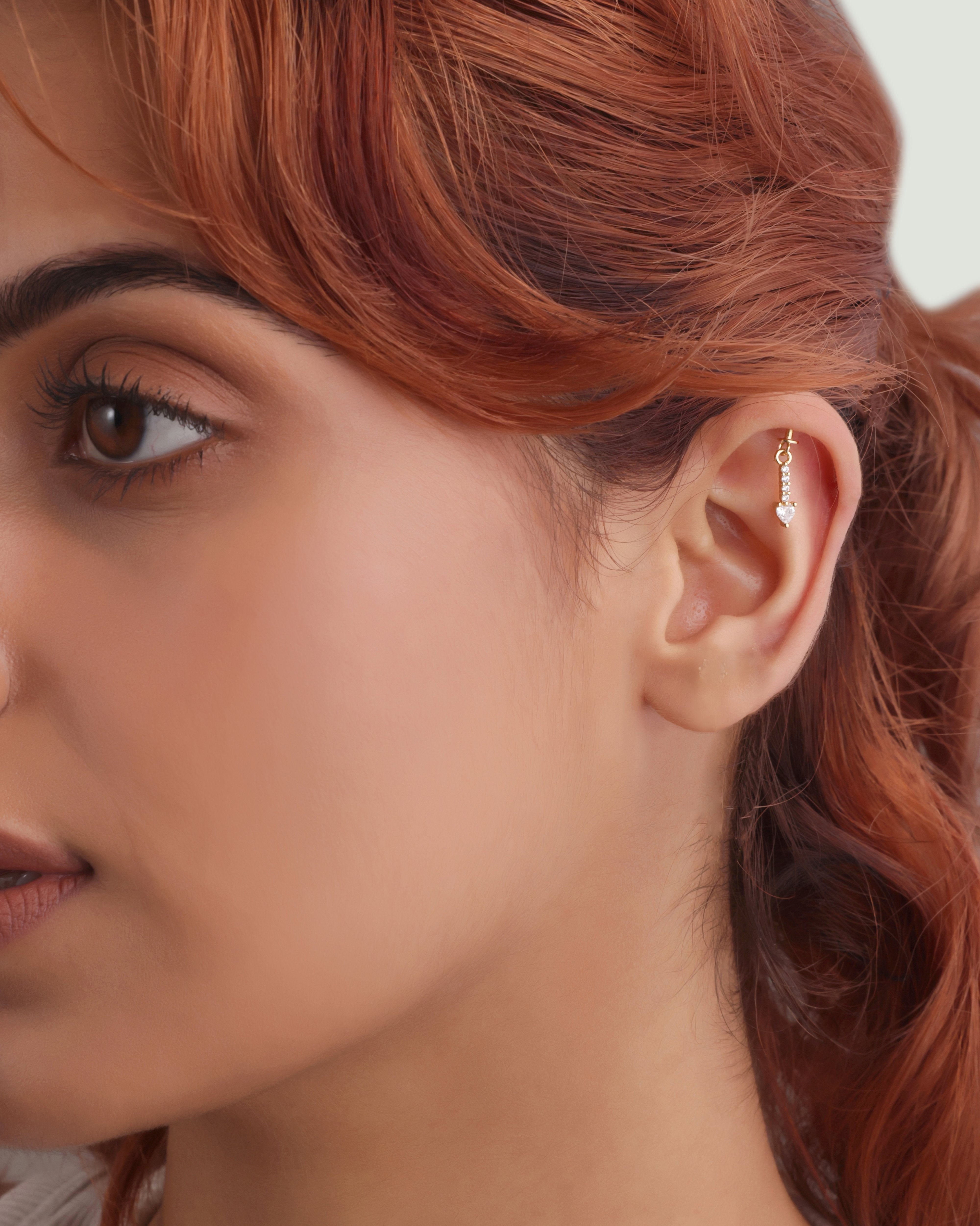 Zirconia Bar - Helix Hanging - 14K Gold Plated