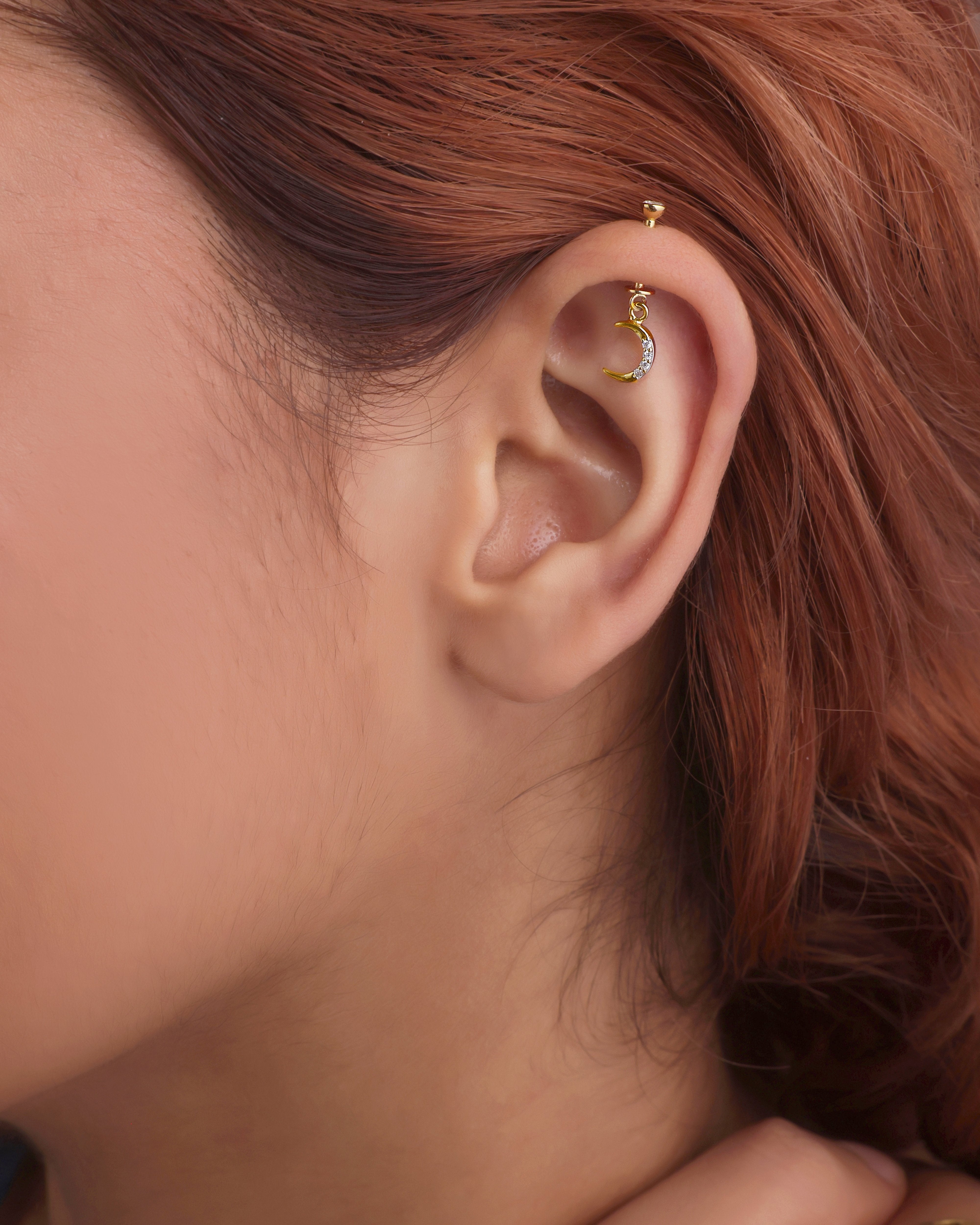 Crescent moon with zirconia - Helix hanging