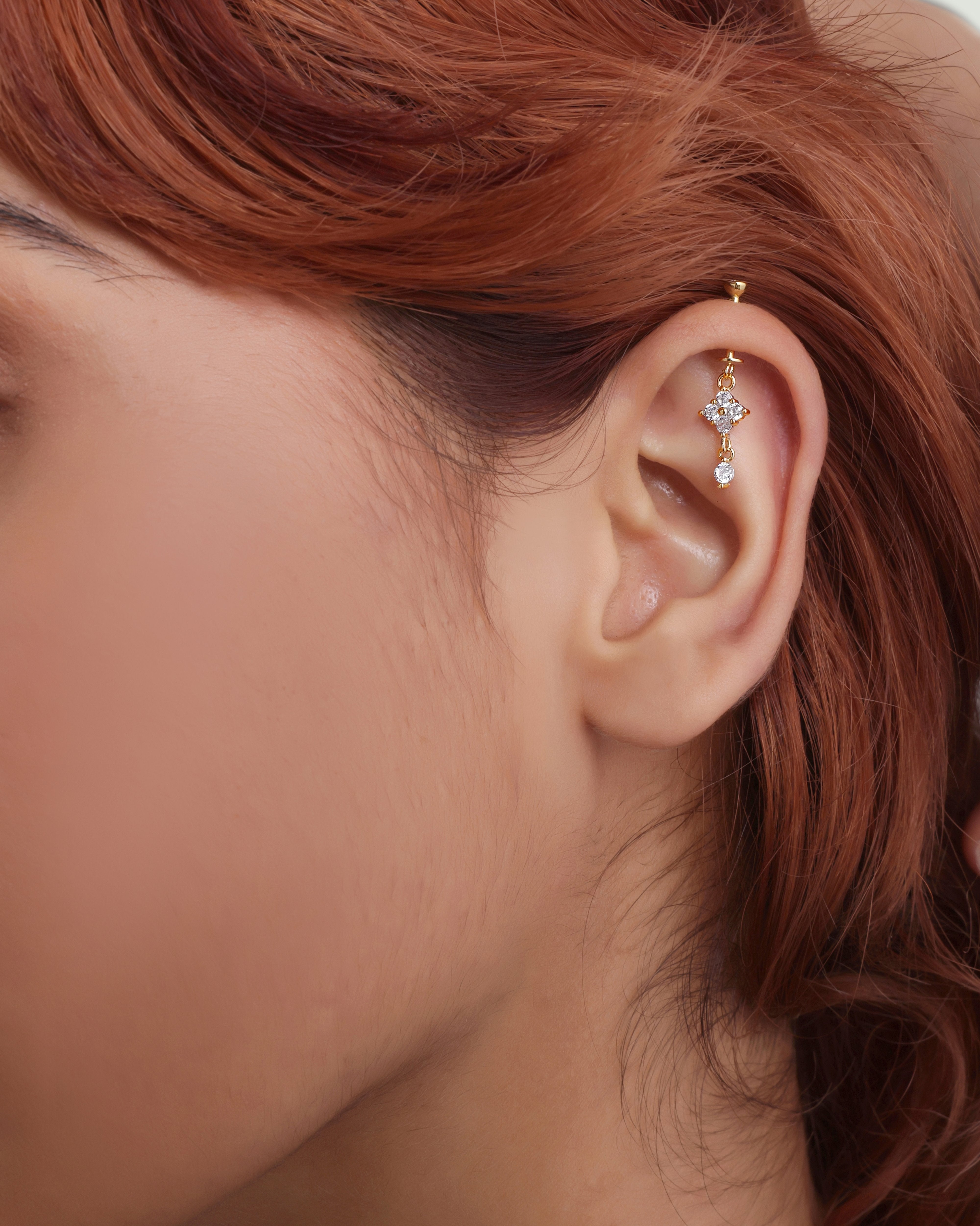 Floral Drop - Helix Hanging - 14K Gold Plated