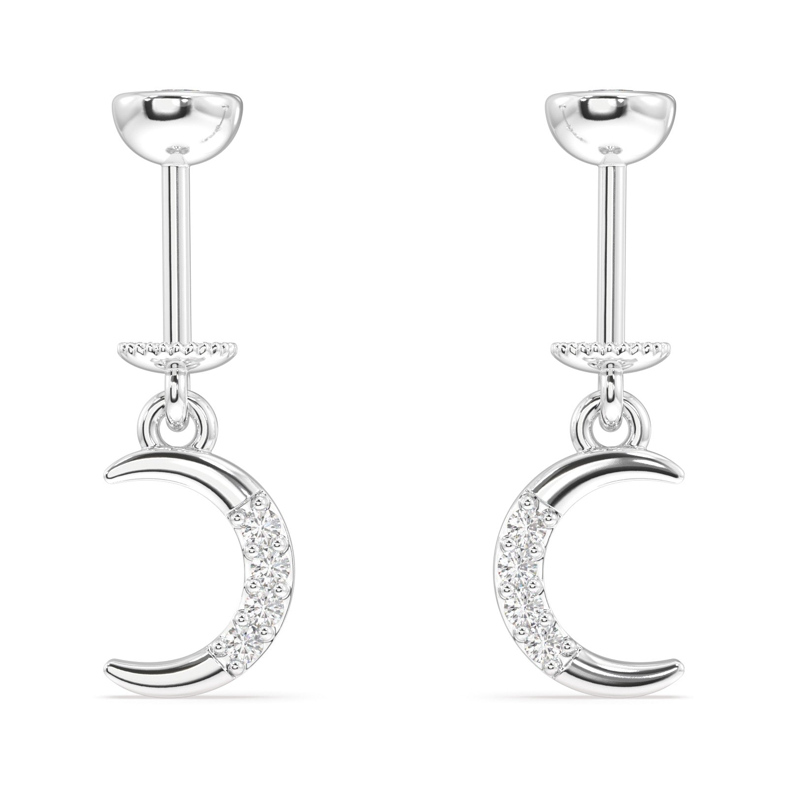 Crescent moon with zirconia - Helix hanging