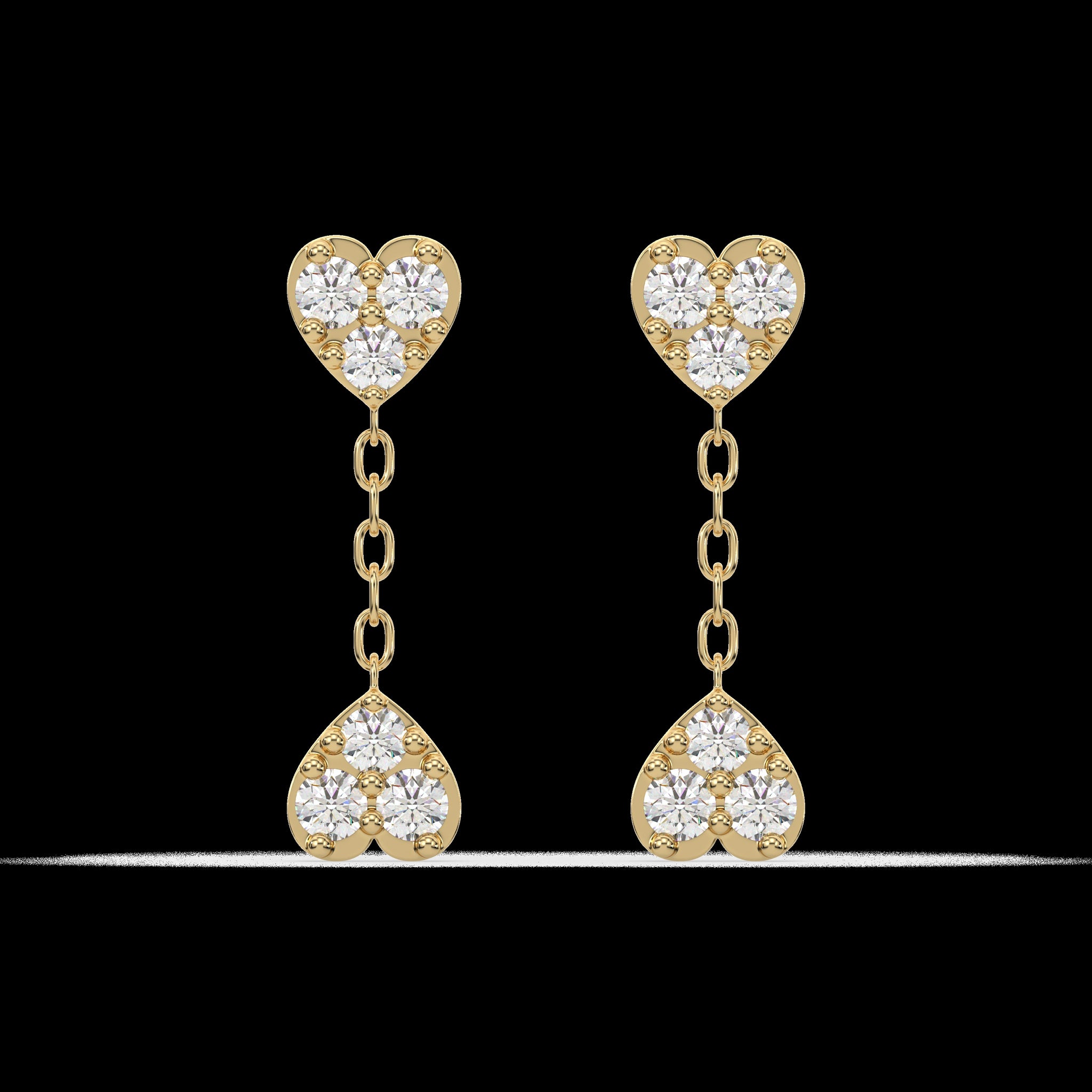 Inverse Heart Drop Stud Earrings