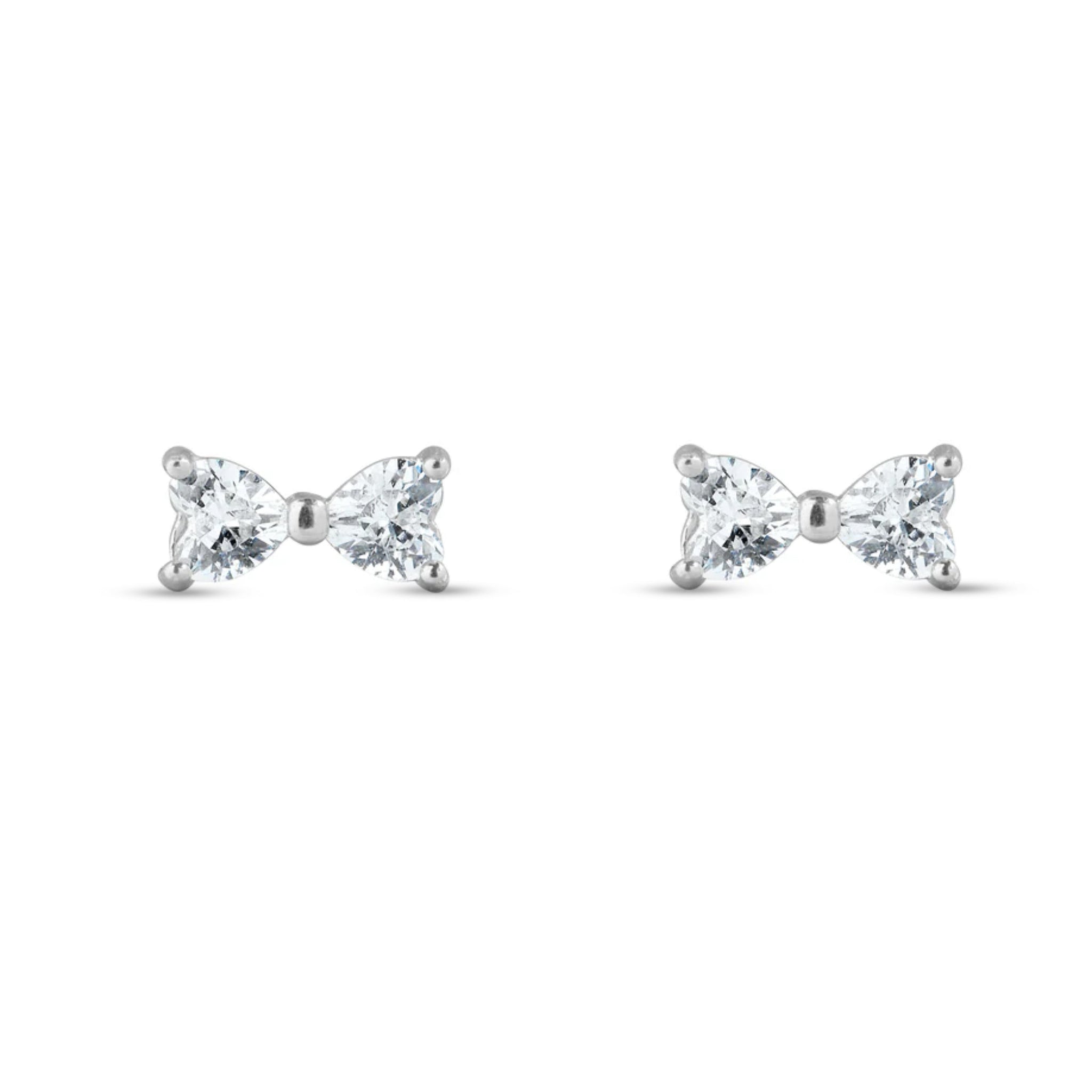 Minimal Two Stone Bow Studs Earrings