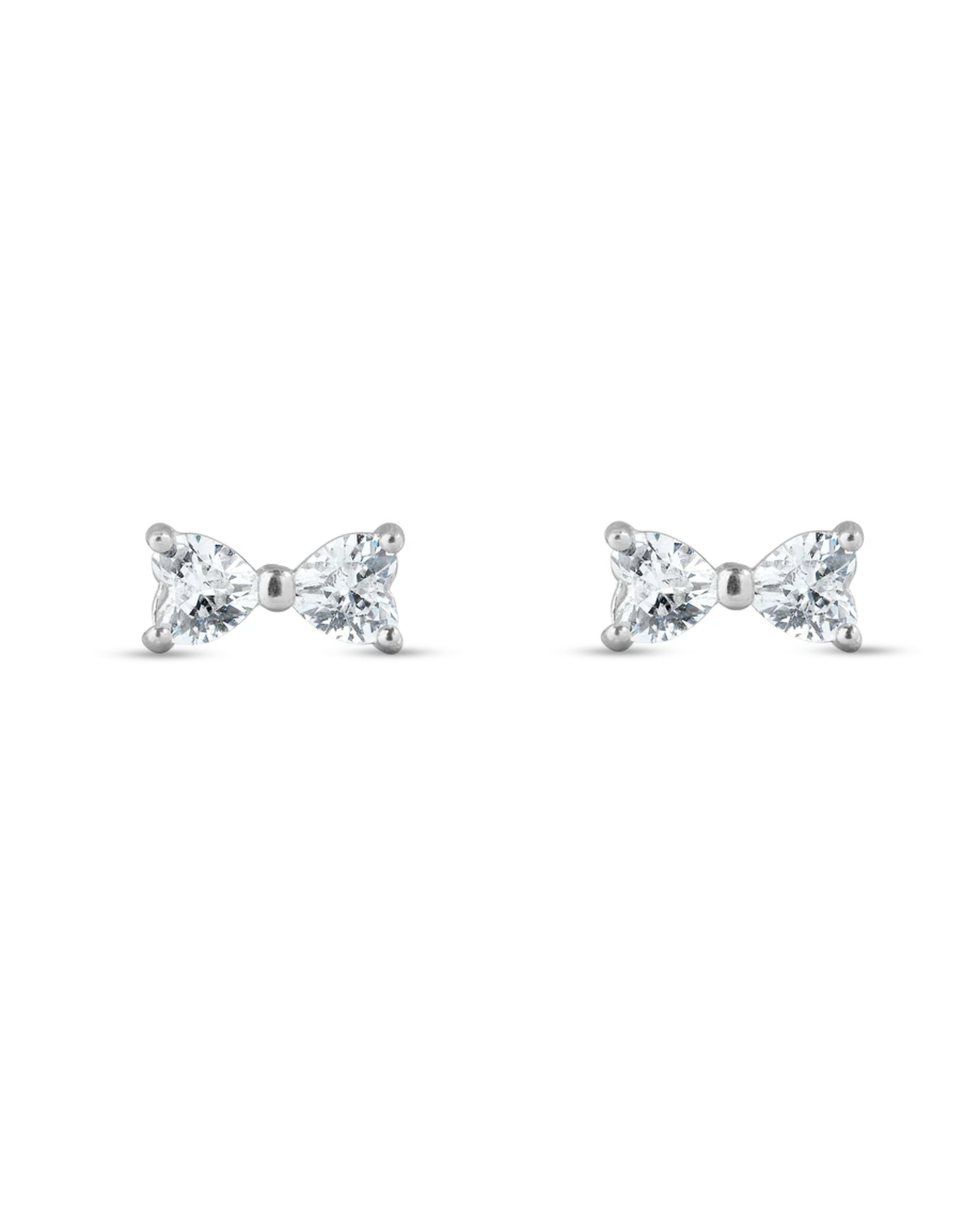 Minimal Two Stone Bow Studs Earrings