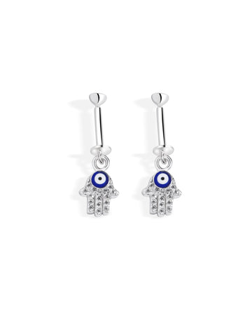 Hamsa Hand Helix Hanging Earrings