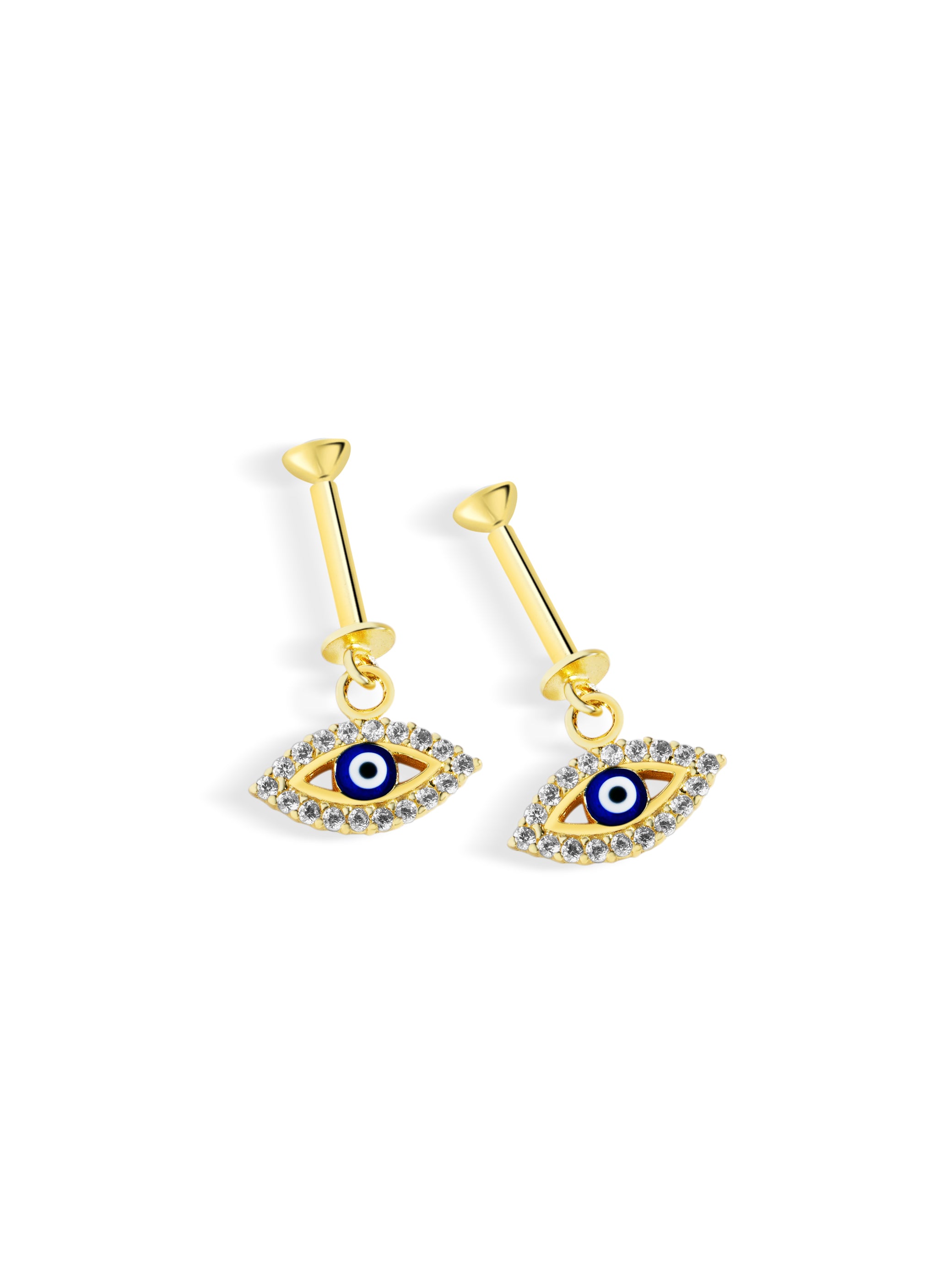 Enamel Blue Evil Eye - Helix Piercing hanging - 14K Gold Plated