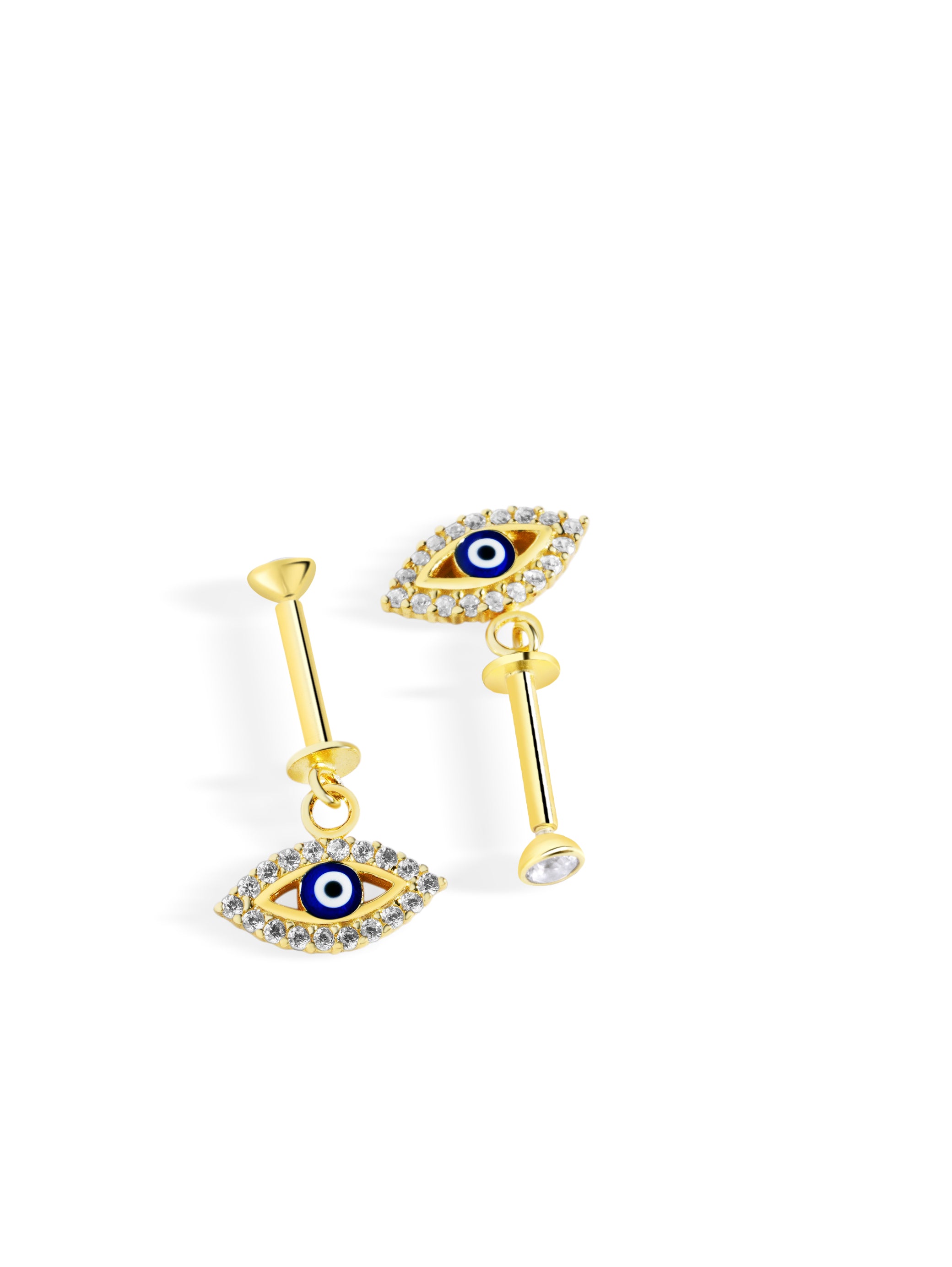 Enamel Blue Evil Eye - Helix Piercing hanging - 14K Gold Plated