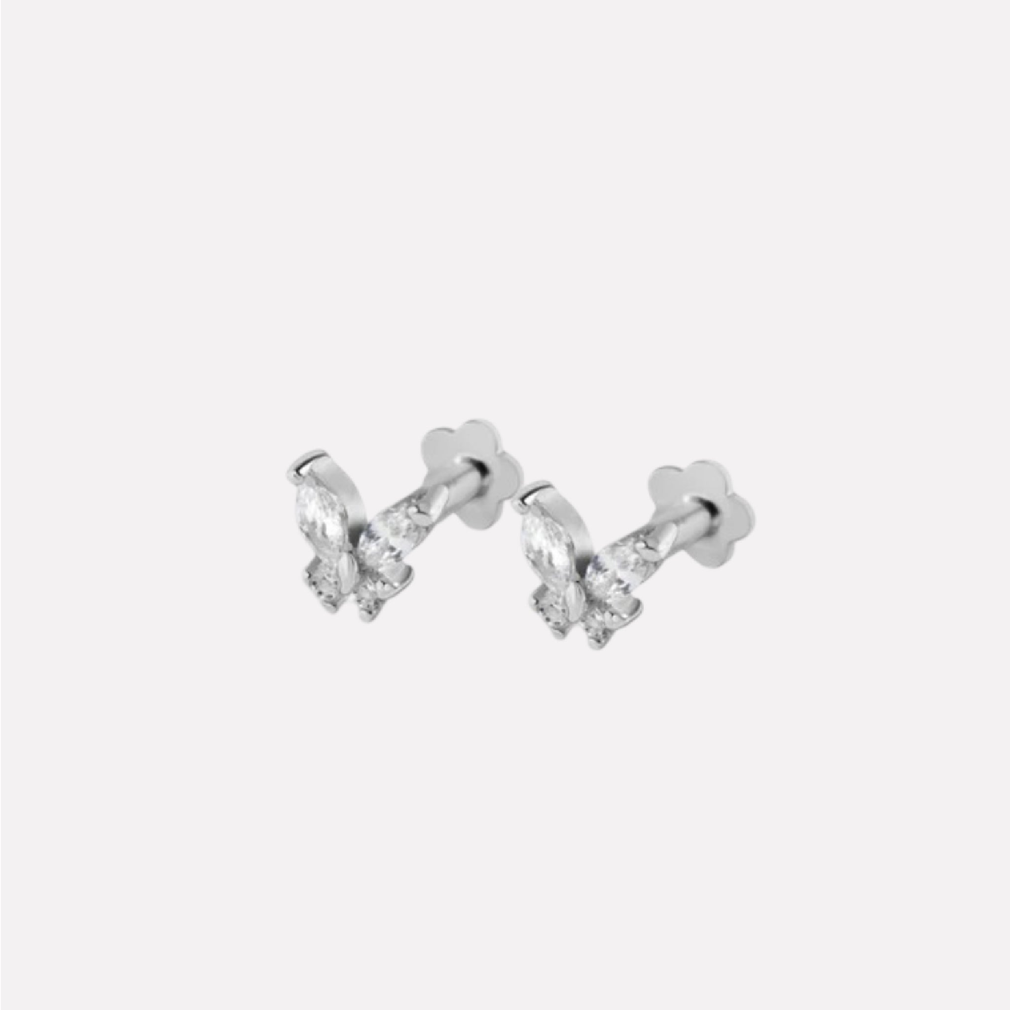 Radiant Butterfly Flat Back Screw Stud Earrings