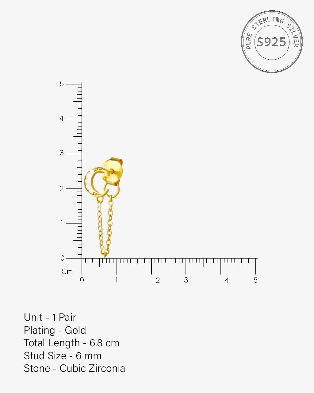 Crescent Moon Chain Earrings