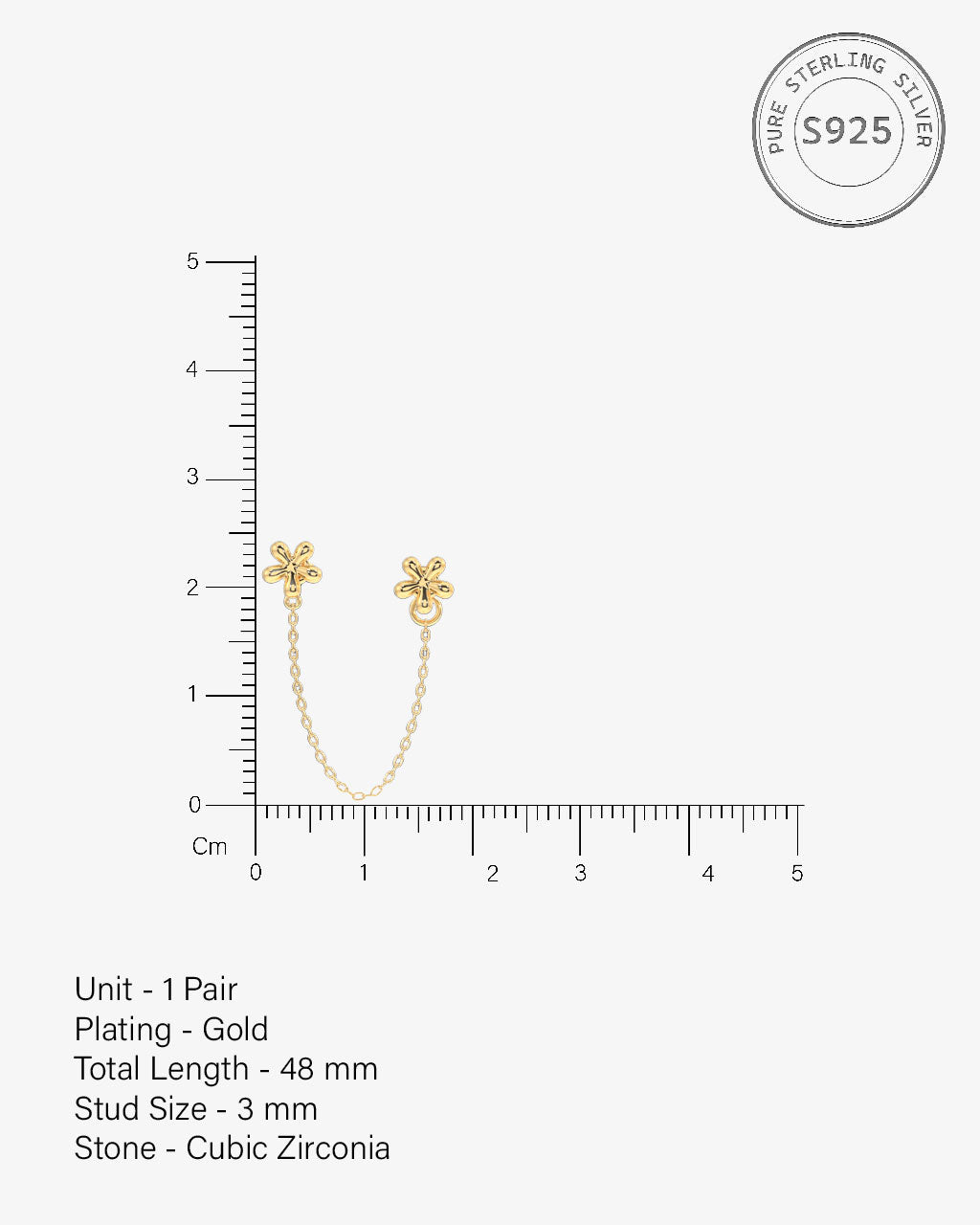 Dainty Flower Connector 3 In 1 Chain Earrings