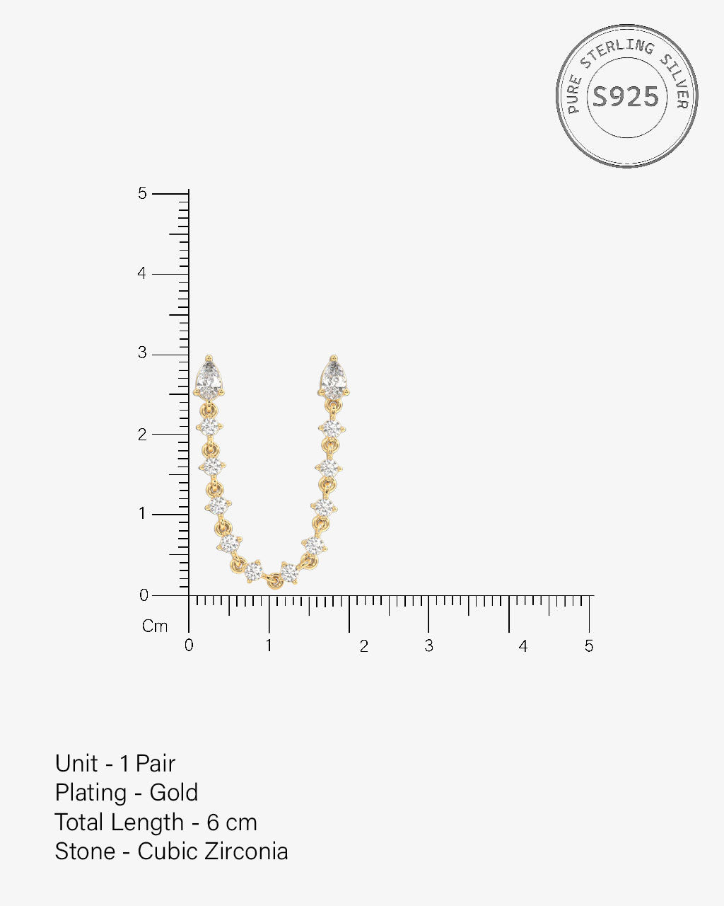 Luxury Multi Stone Connector Chain Earrings