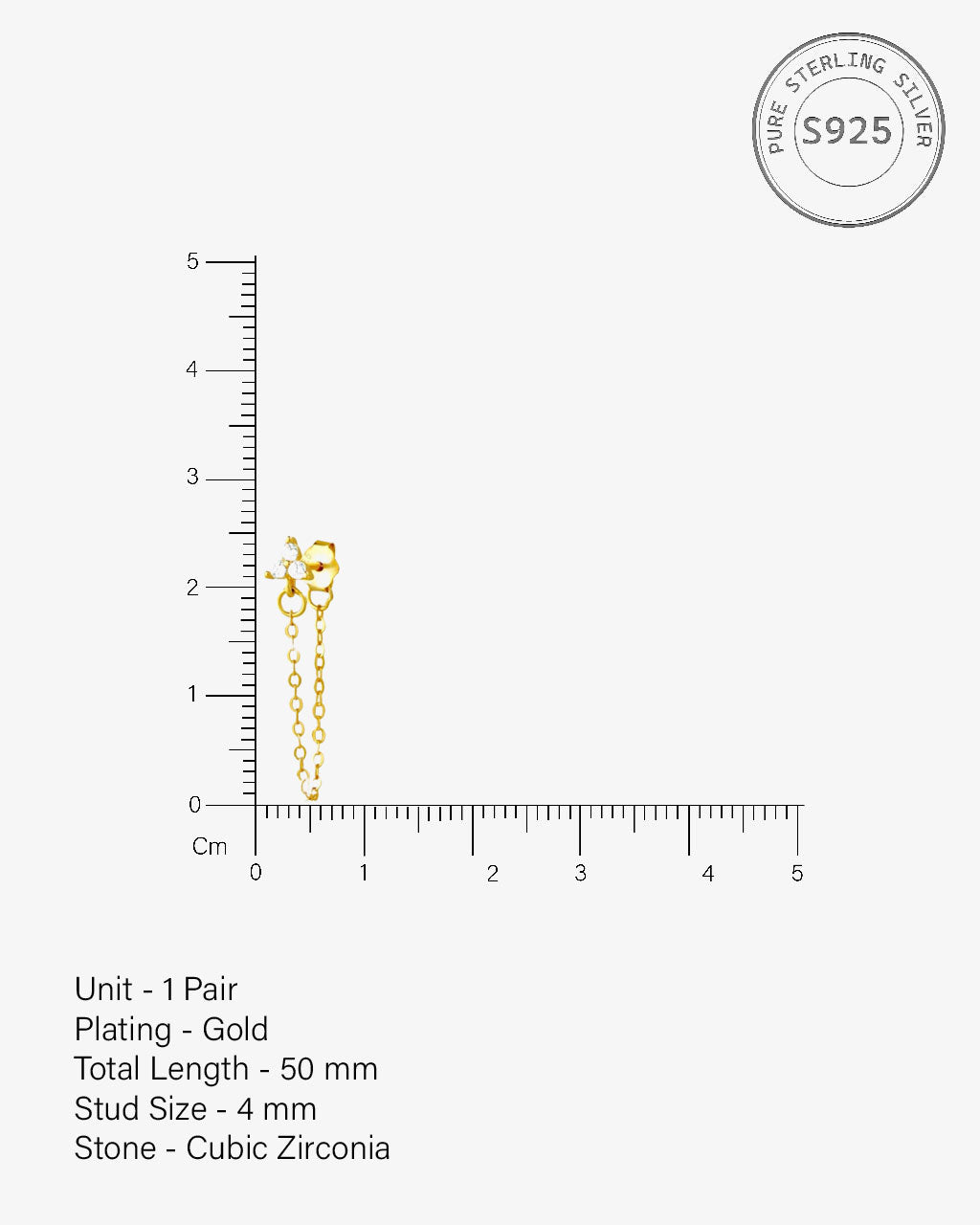 Tri Flower Dangler Chain Earrings