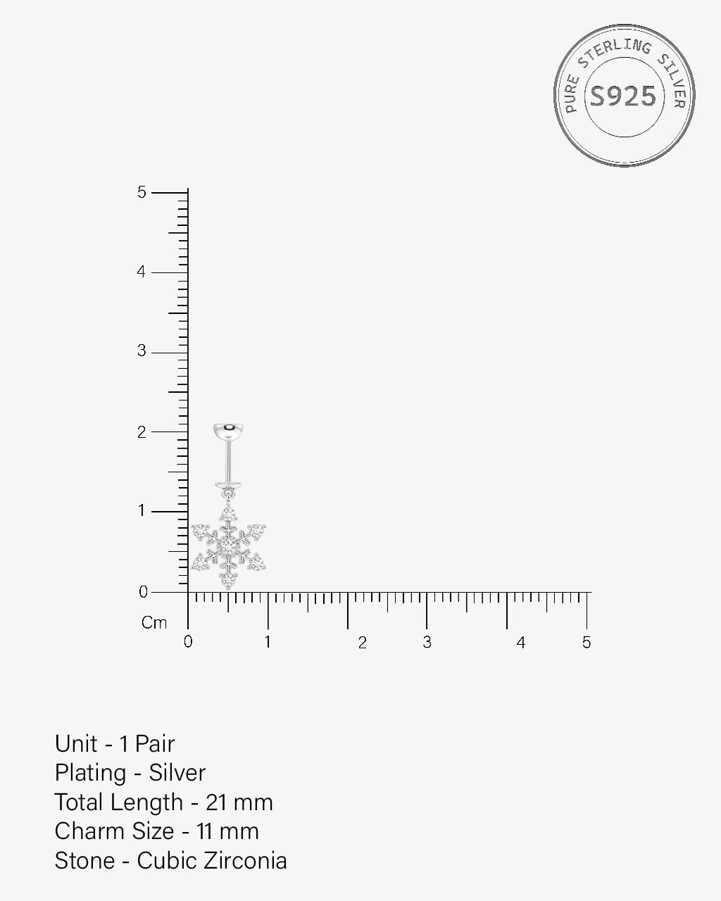 'Ice On Ear' Snowflake Screw Helix Hanging Earrings