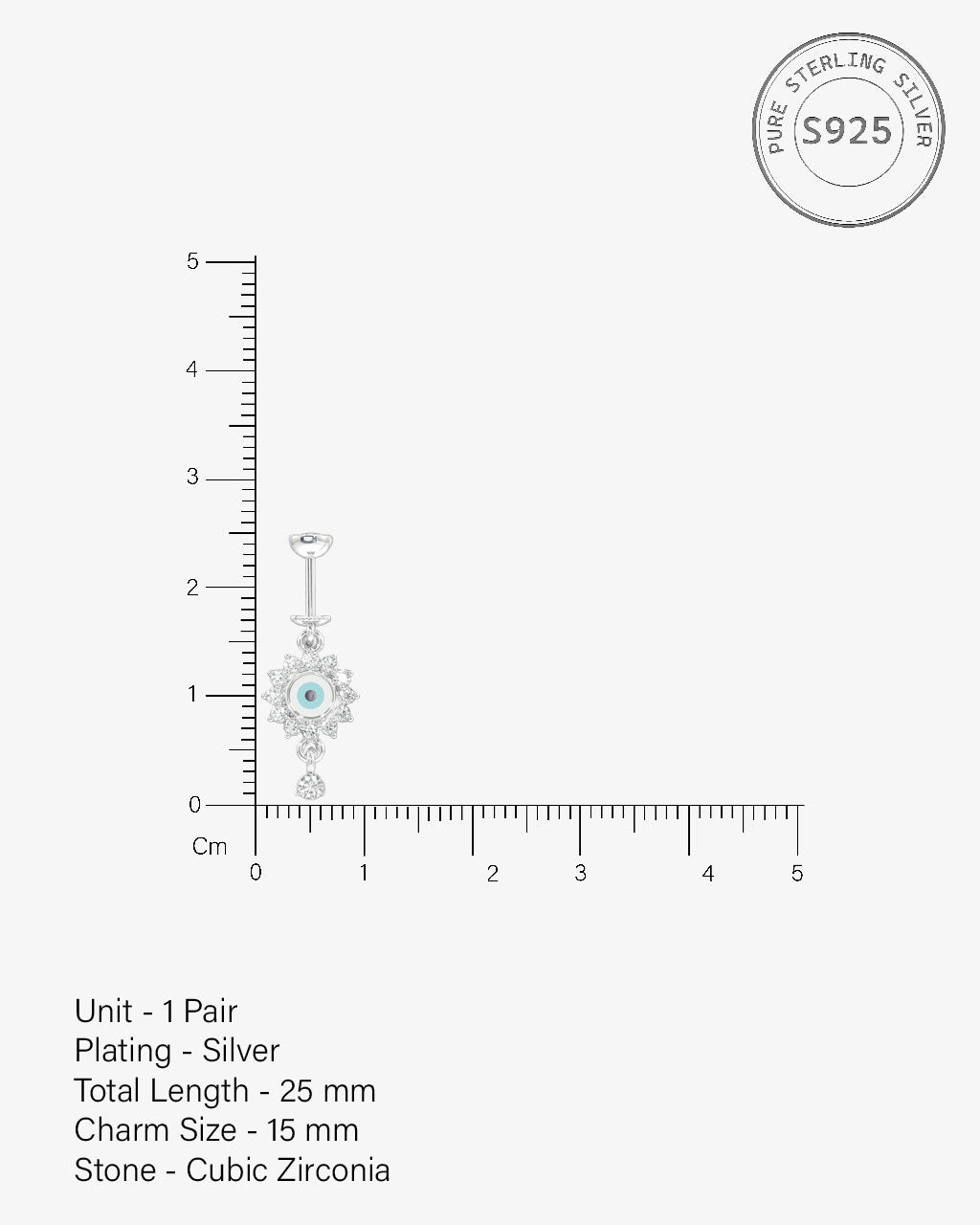 Blue White Enamel Eye Helix Hanging Earrings