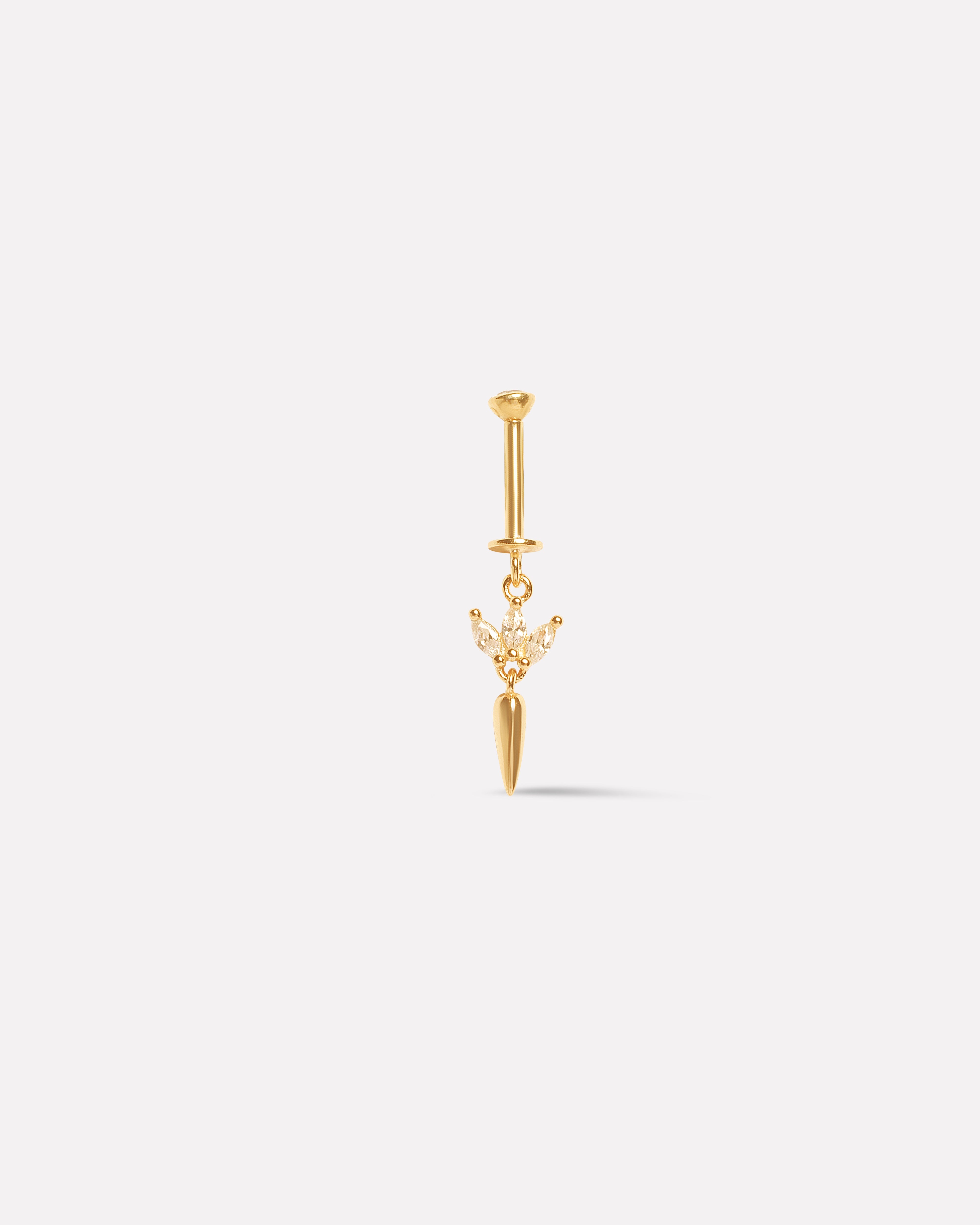 Three Petal Long Drop - Helix Hanging Earrings