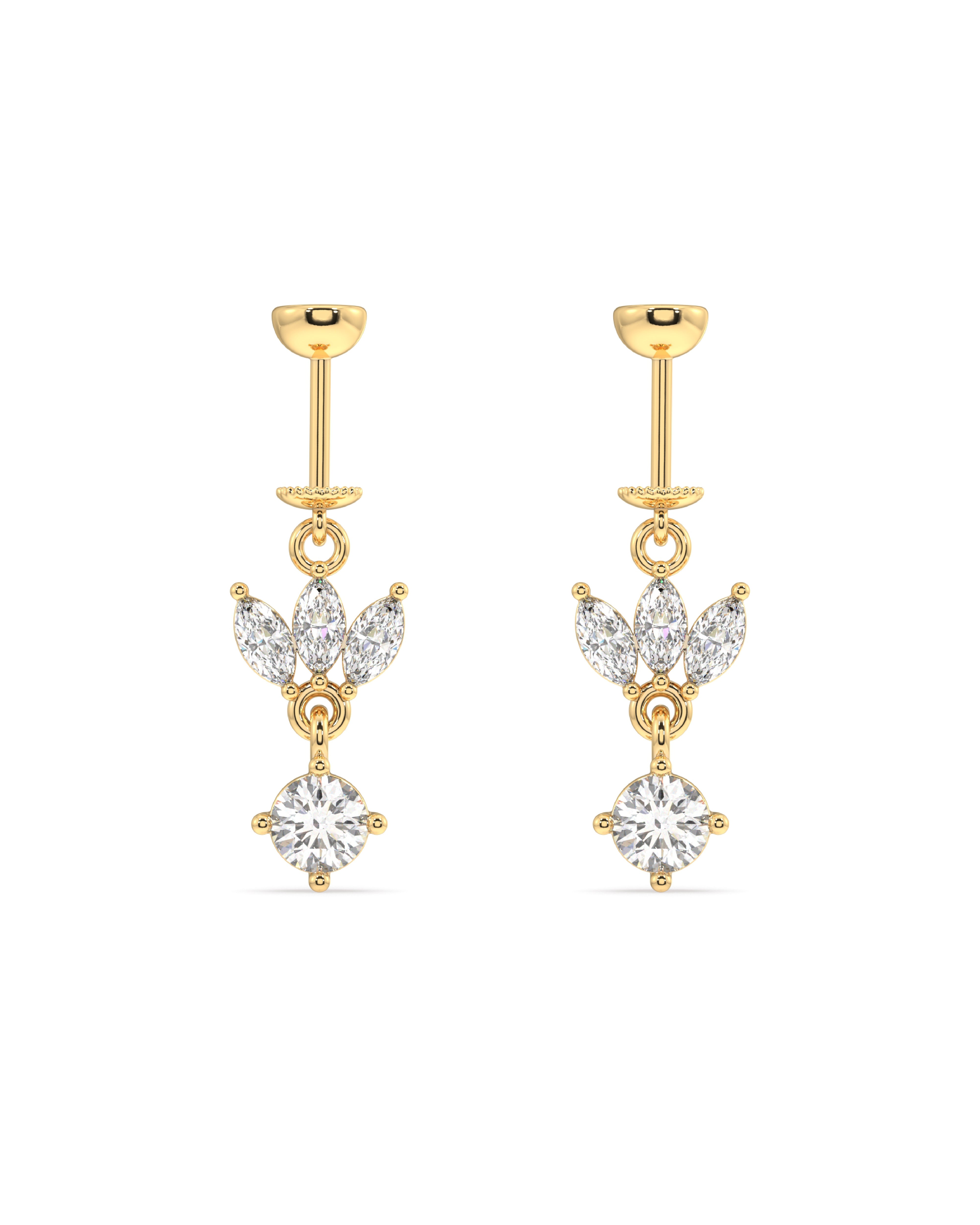 Lotus With Zircon Stone Drop Screw Helix Hanging Earrings