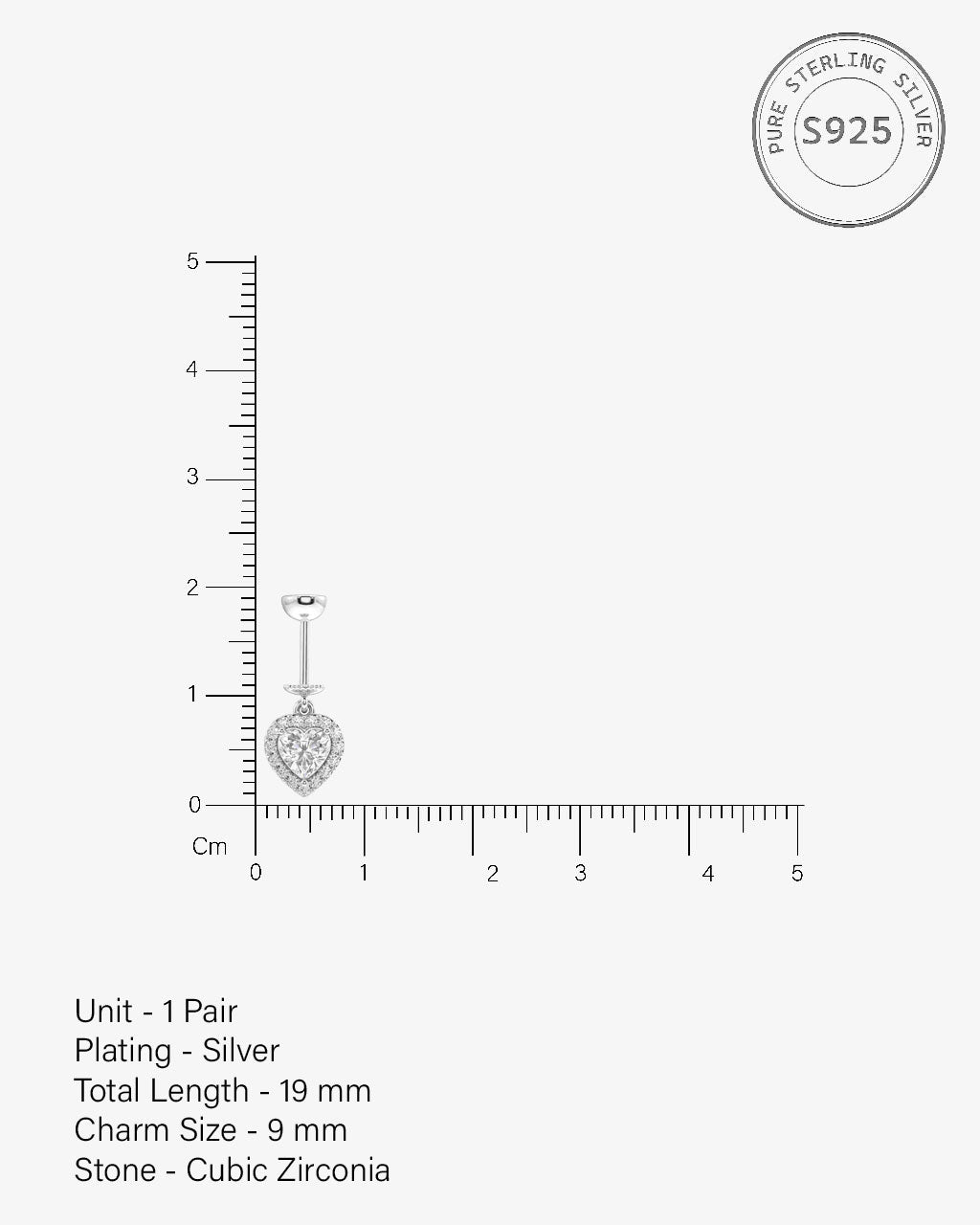 Solitaire Heart Hanging Earrings