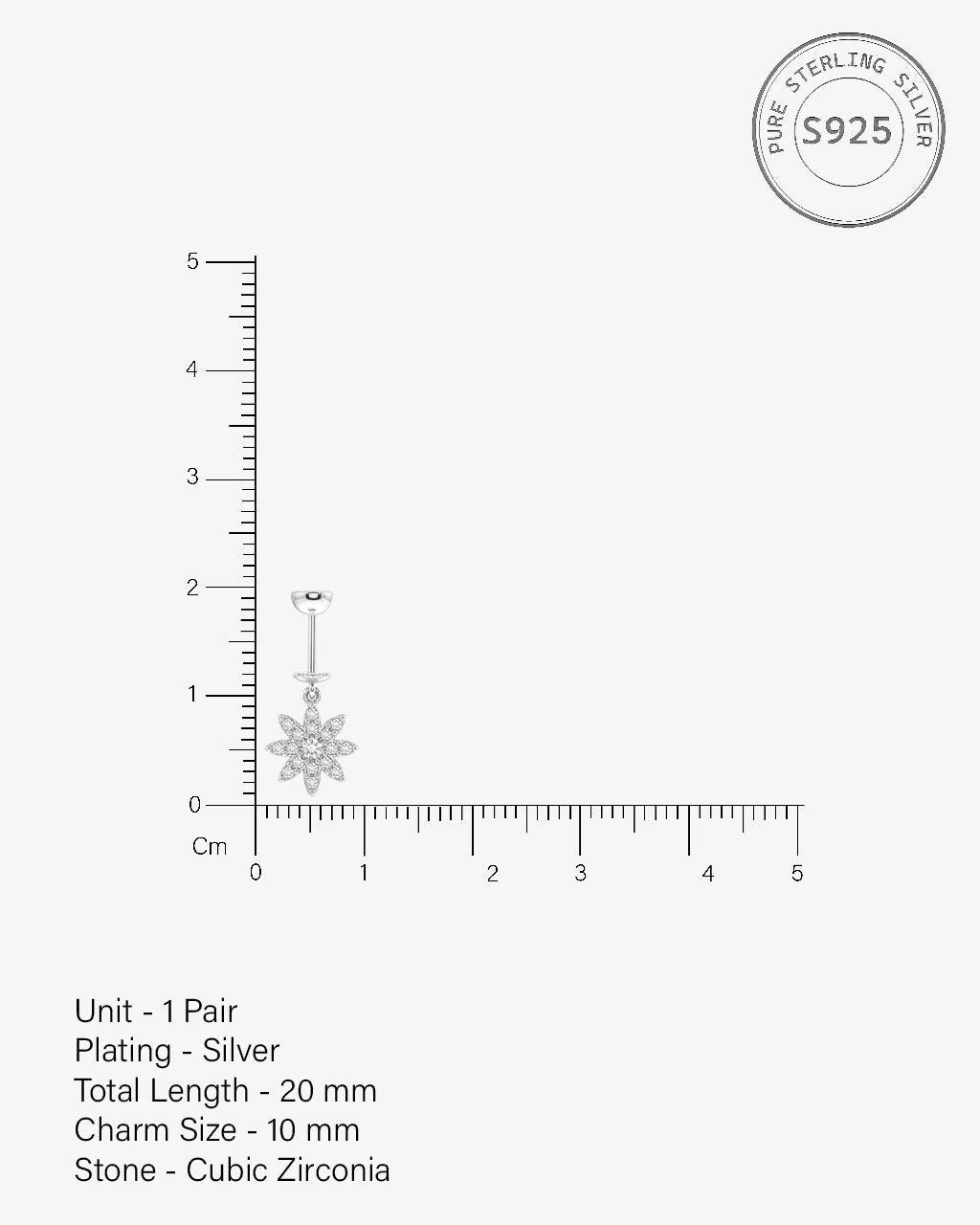 Zircon Paved Sunflower Helix Hanging Earrings