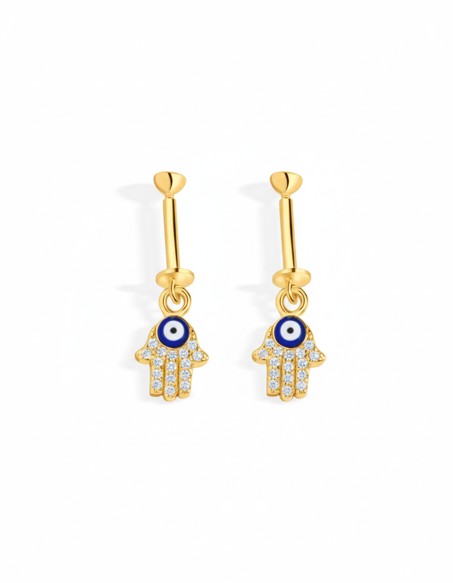 Hamsa Hand Helix Hanging Earrings