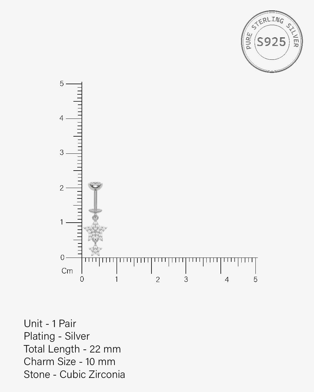 Zirconia Star Droplets Helix Hanging Earrings