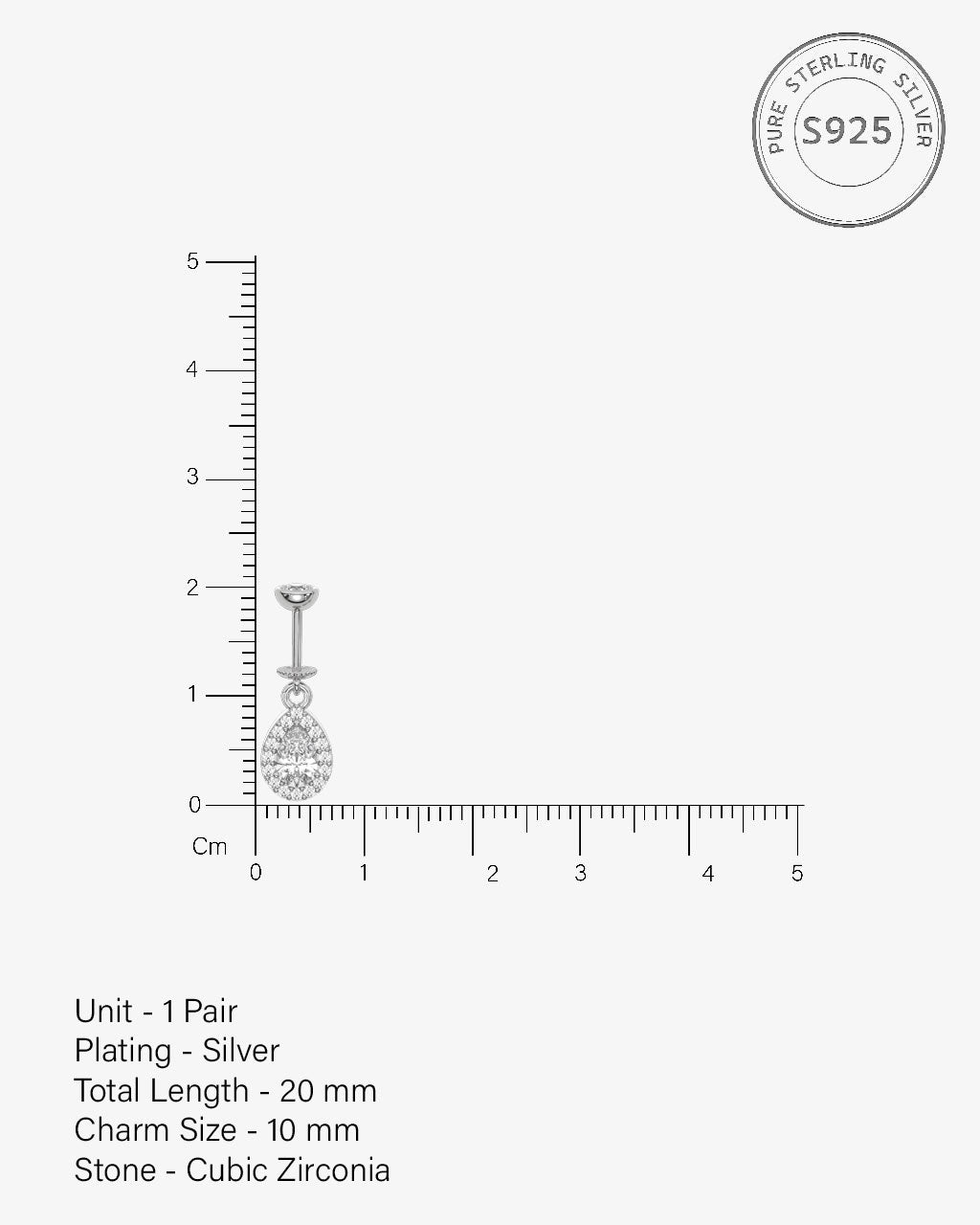 Solitaire Drop Helix Hanging Earrings