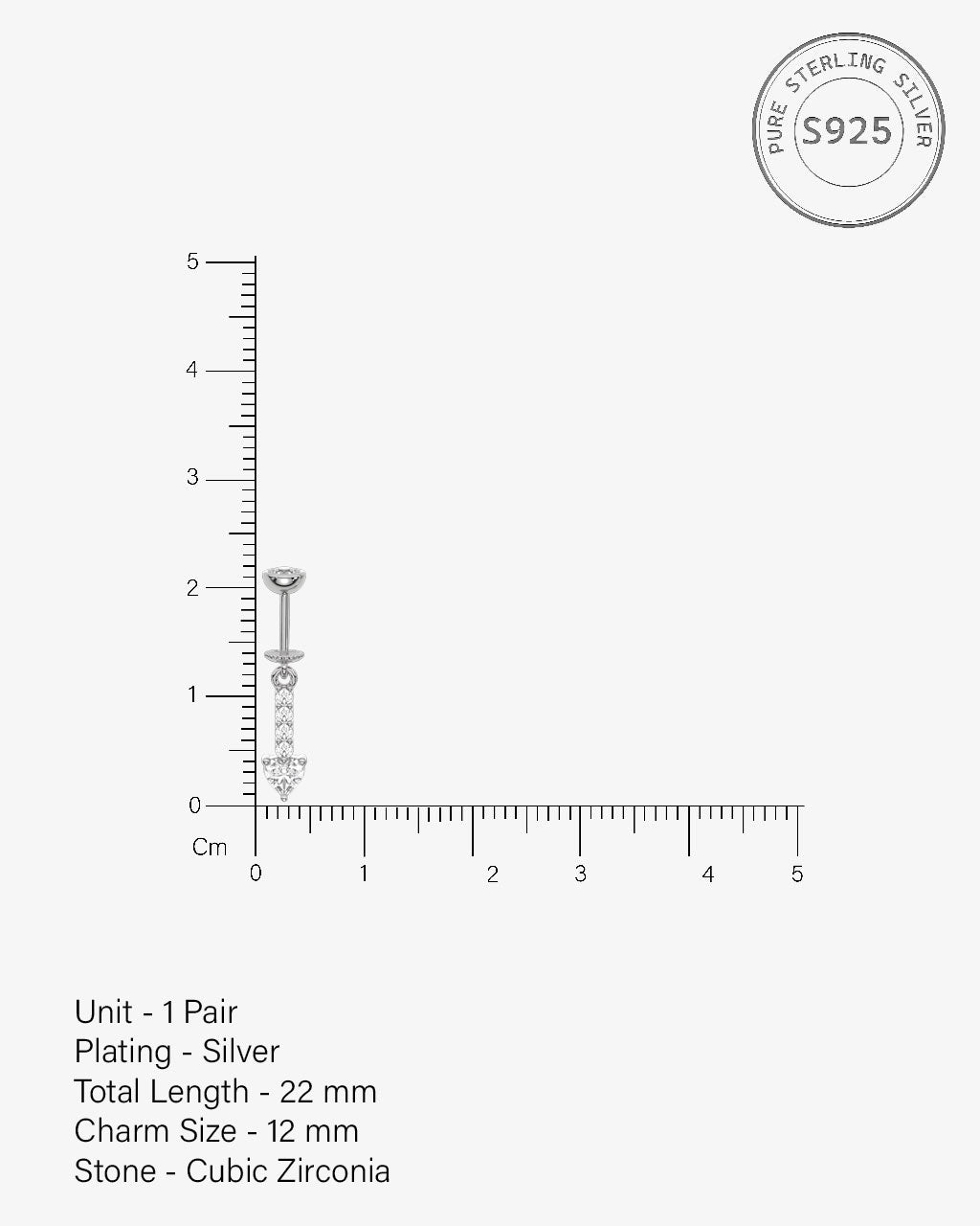 Zirconia Bar Helix Hanging Earrings