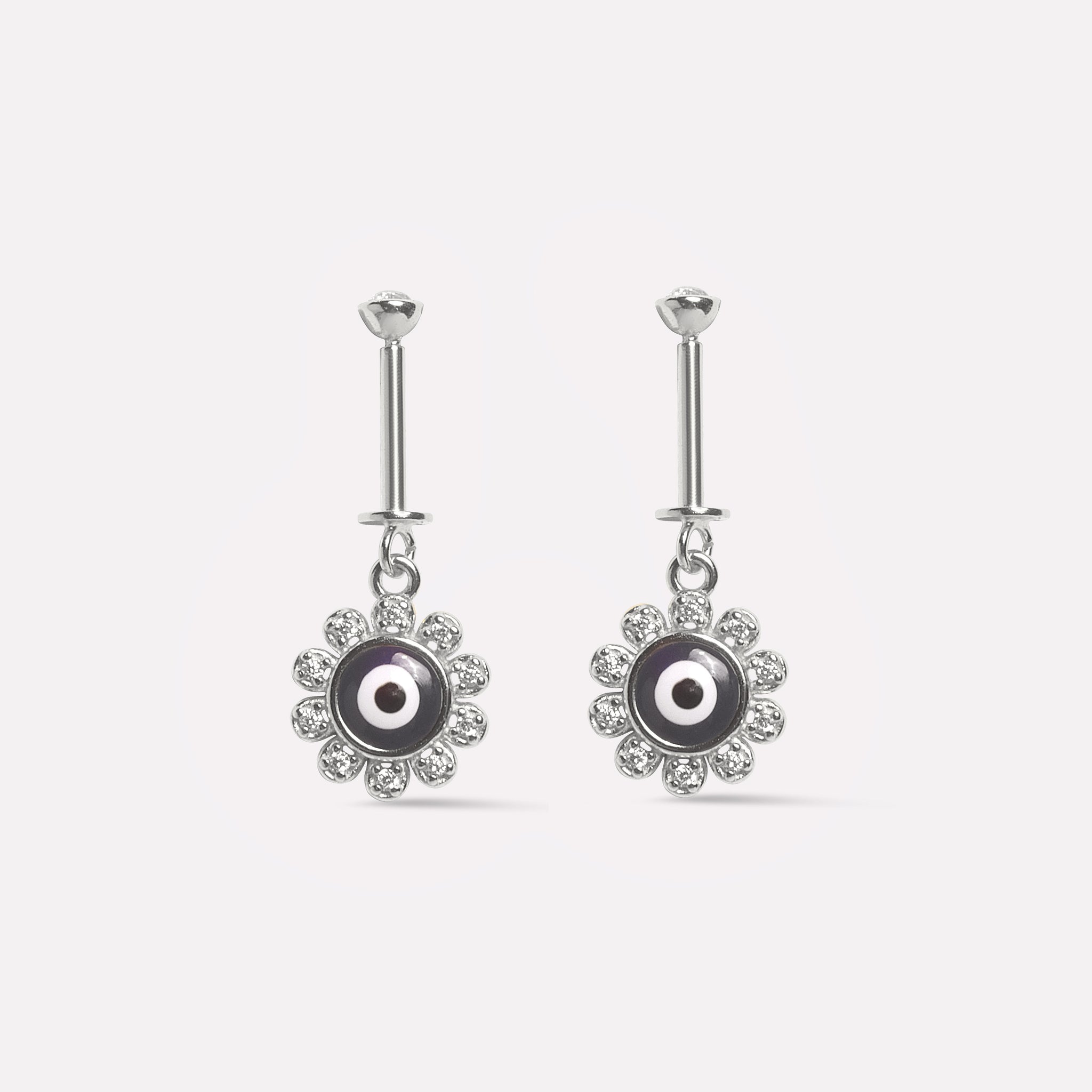 Evil Eye Helix Piercings Hanging Ear Cuff With Sparkling Accents Earrings