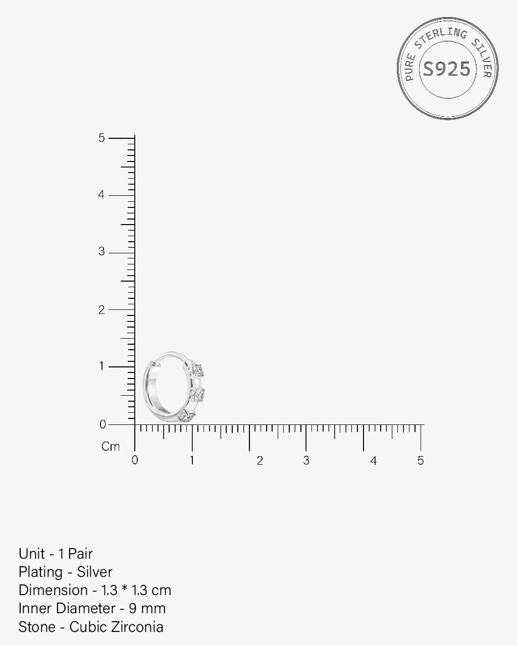 Three Stone Hoop Earrings