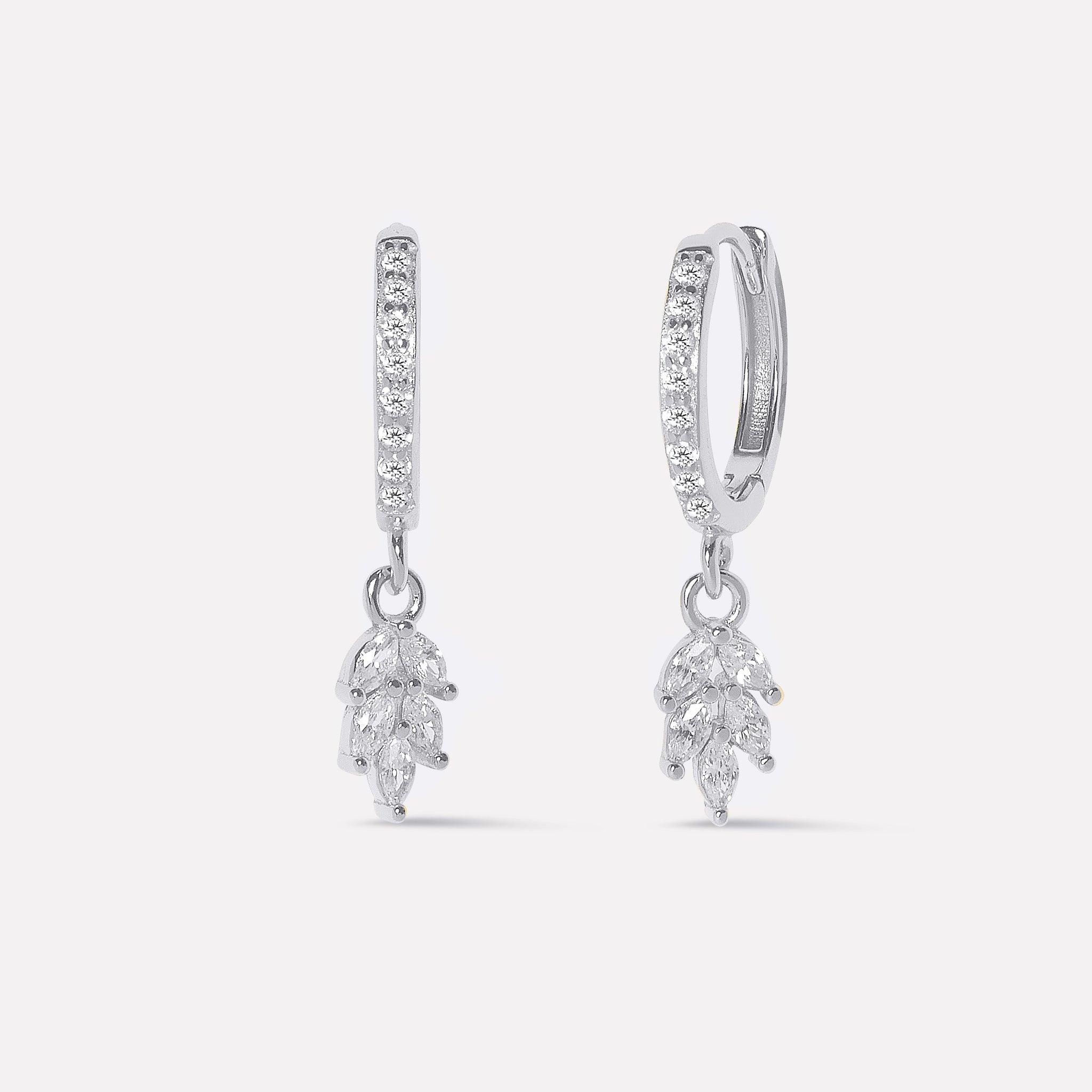 Petal Leaf Charm Hoop Earrings