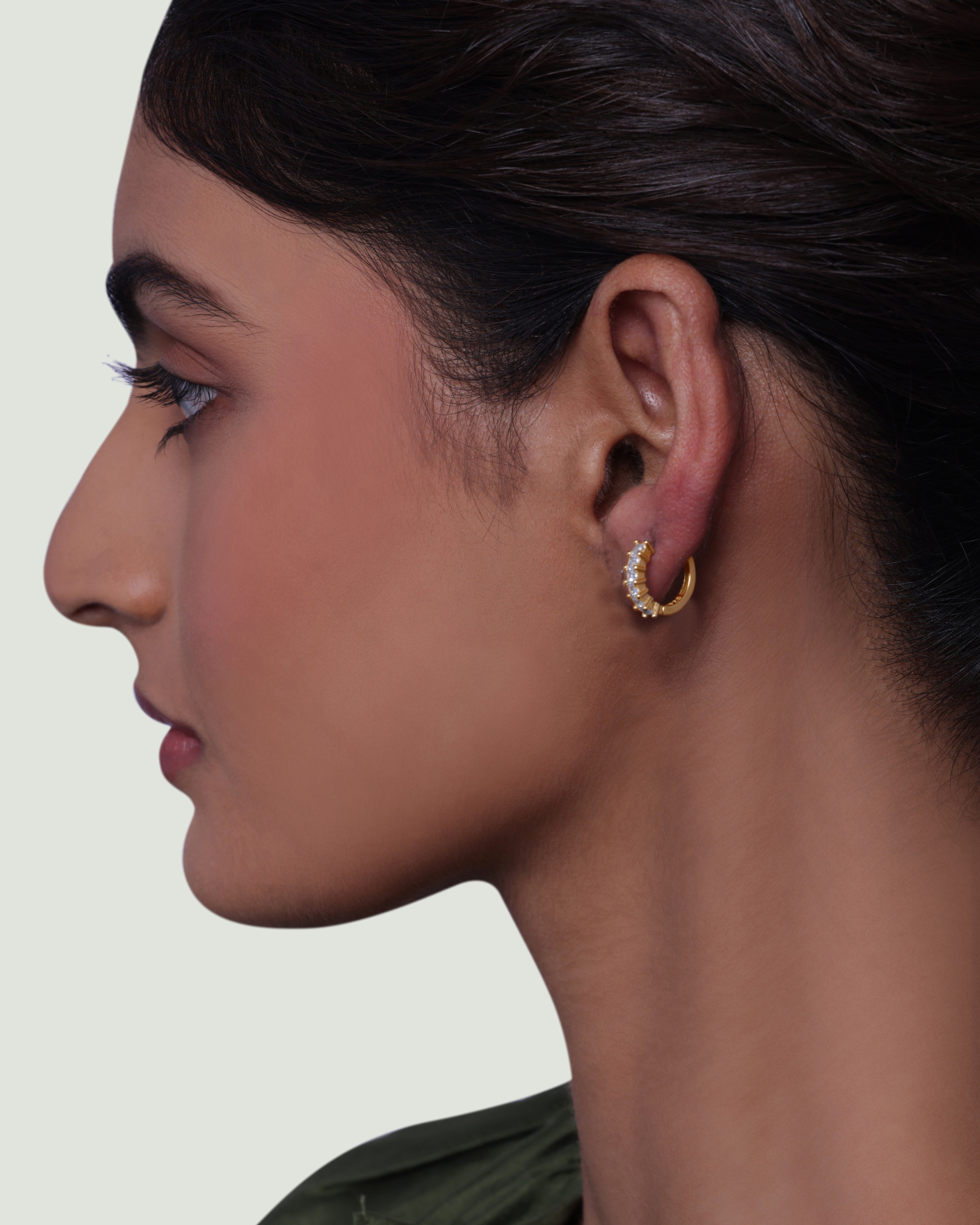 Binding Stone Hoop Earrings