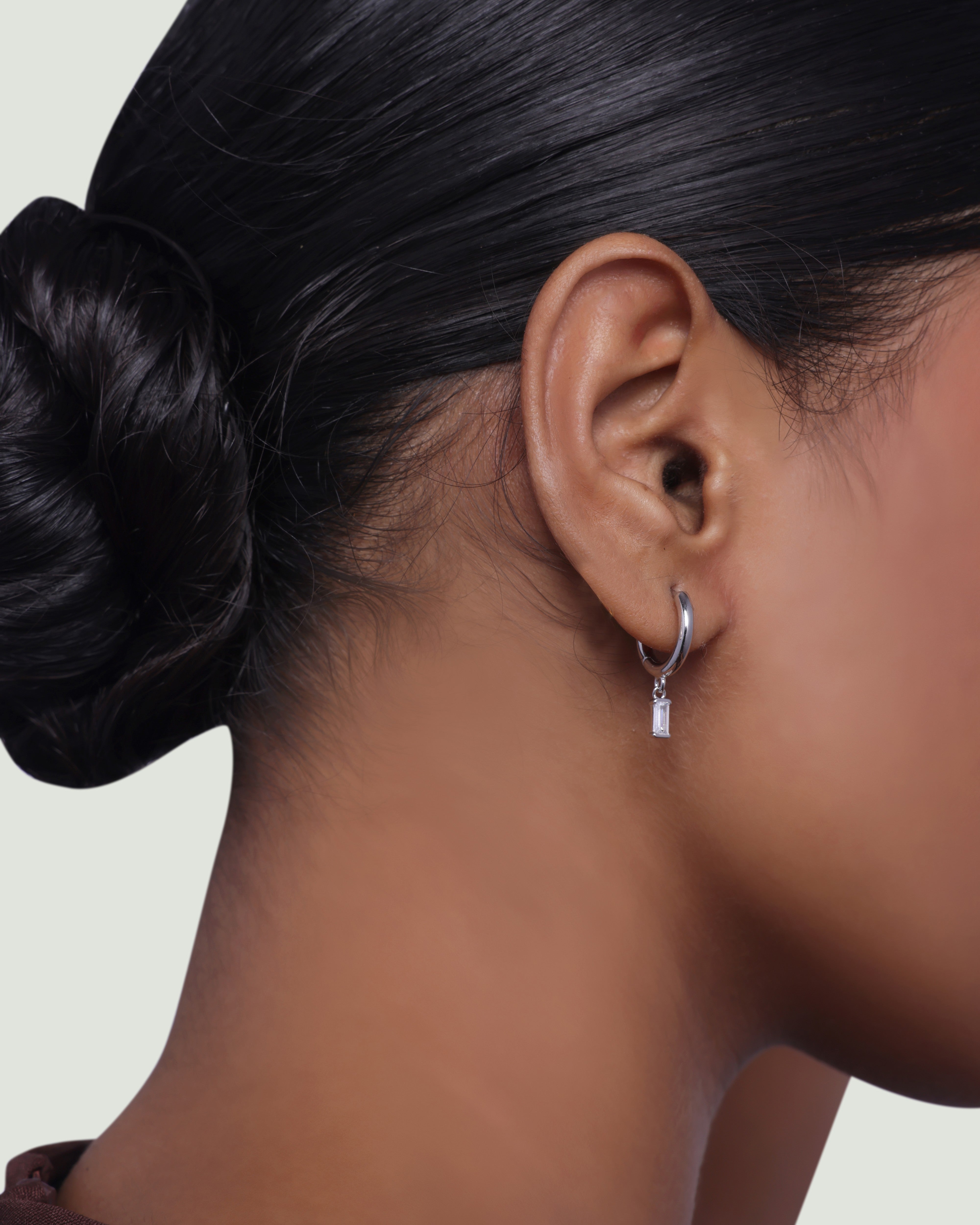 Bold Baguette Charm Hoop Earrings