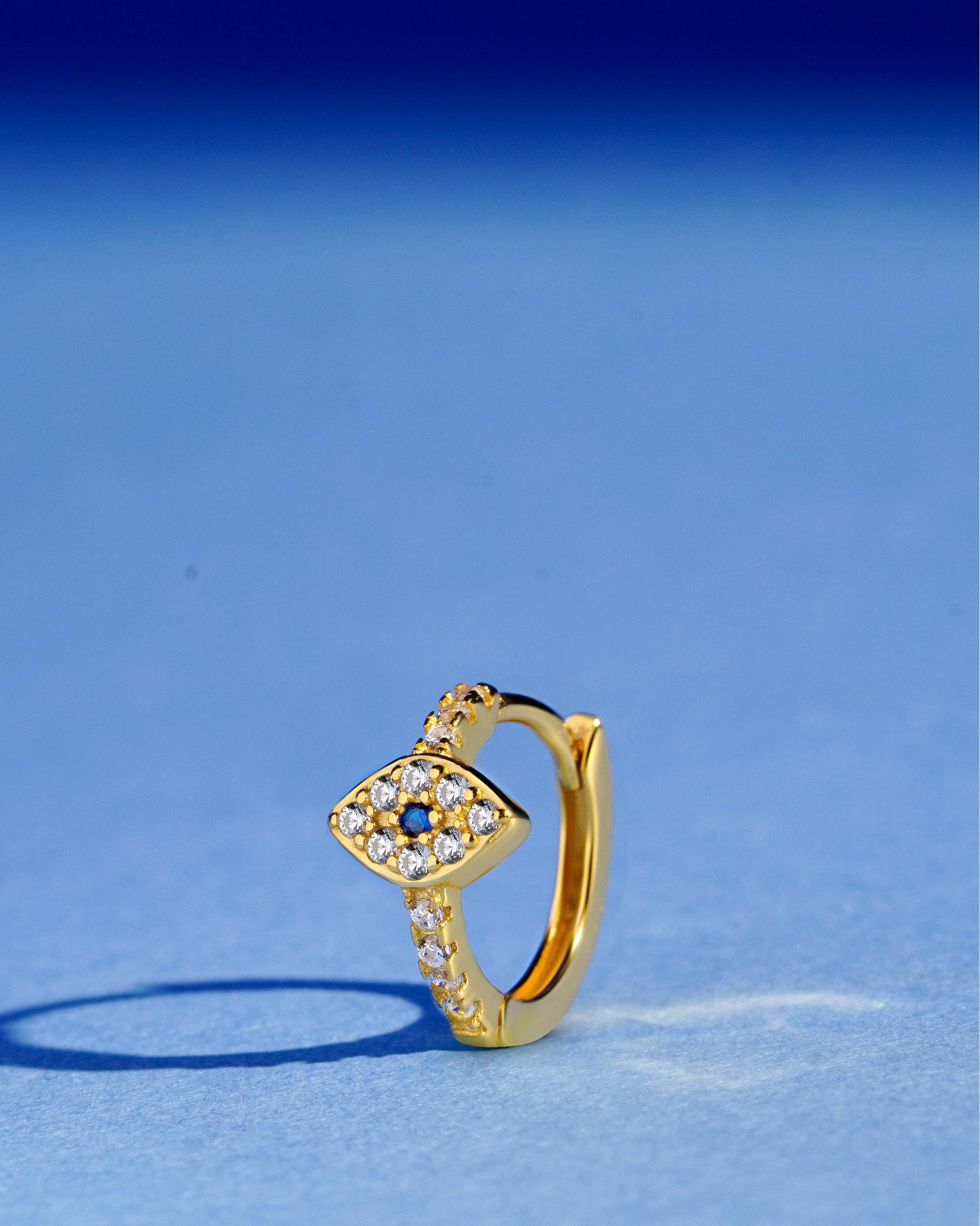 Evil eye huggie hoop - Pair