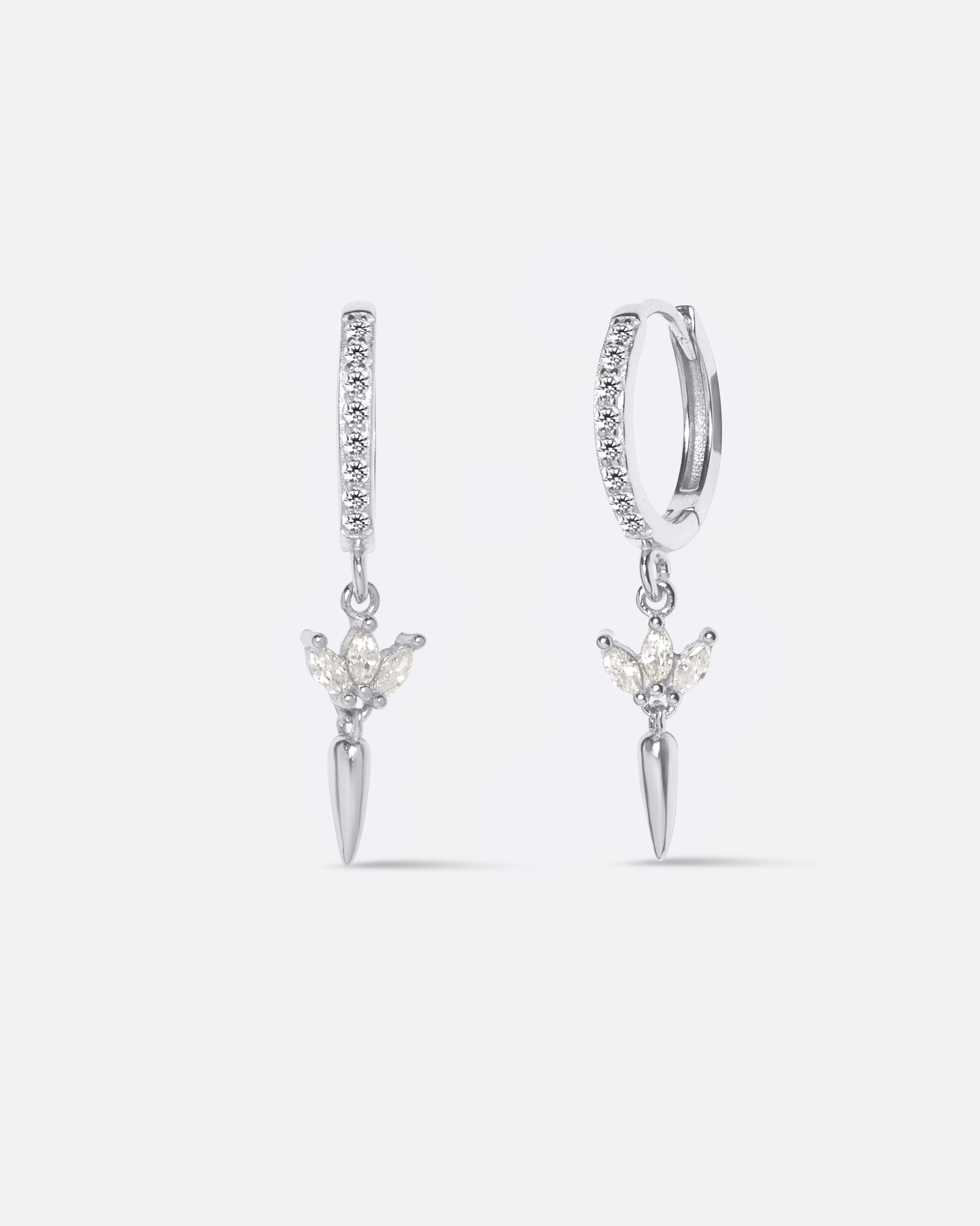 Minimal Lotus Drop Hoop Earrings