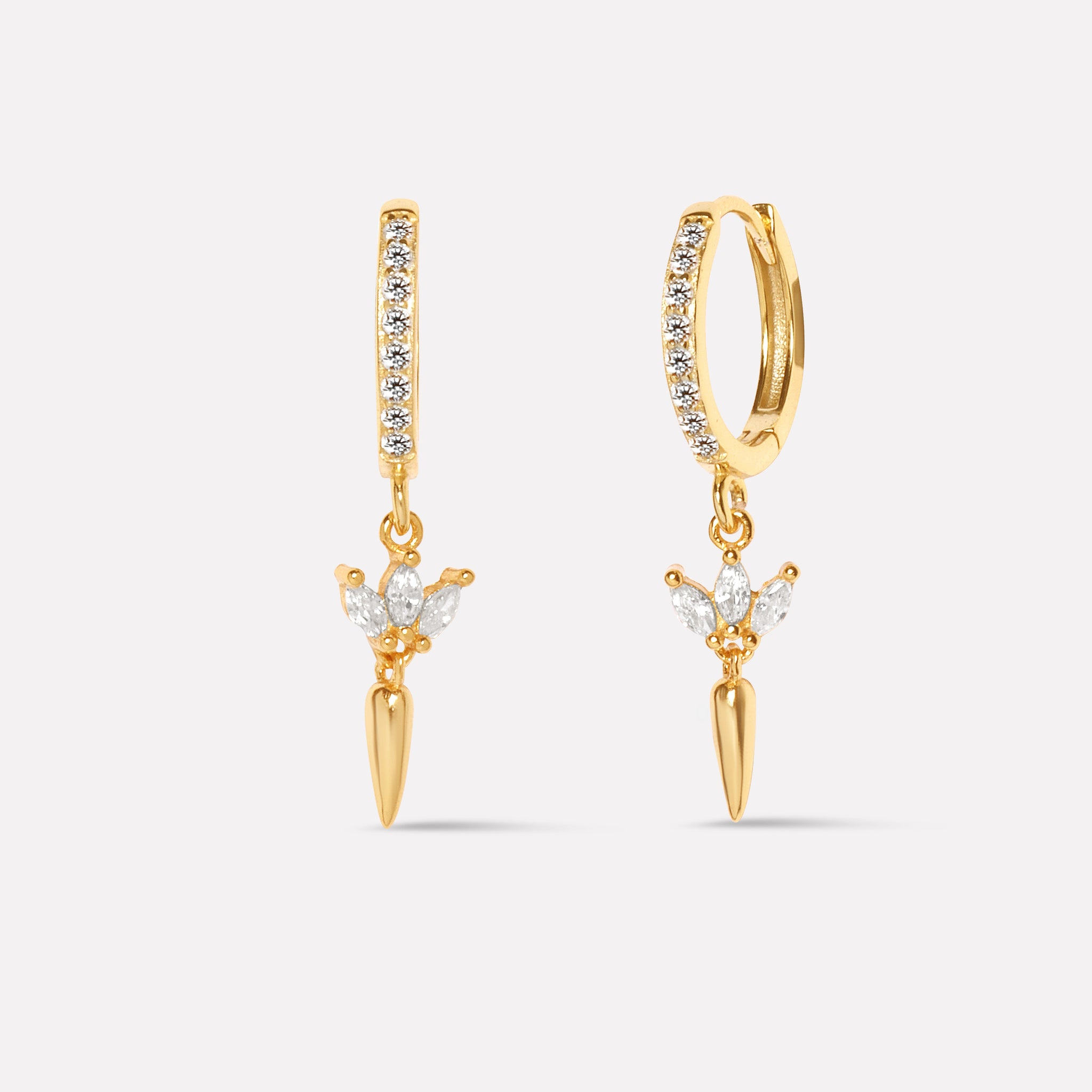 Minimal Lotus Drop Hoop Earrings