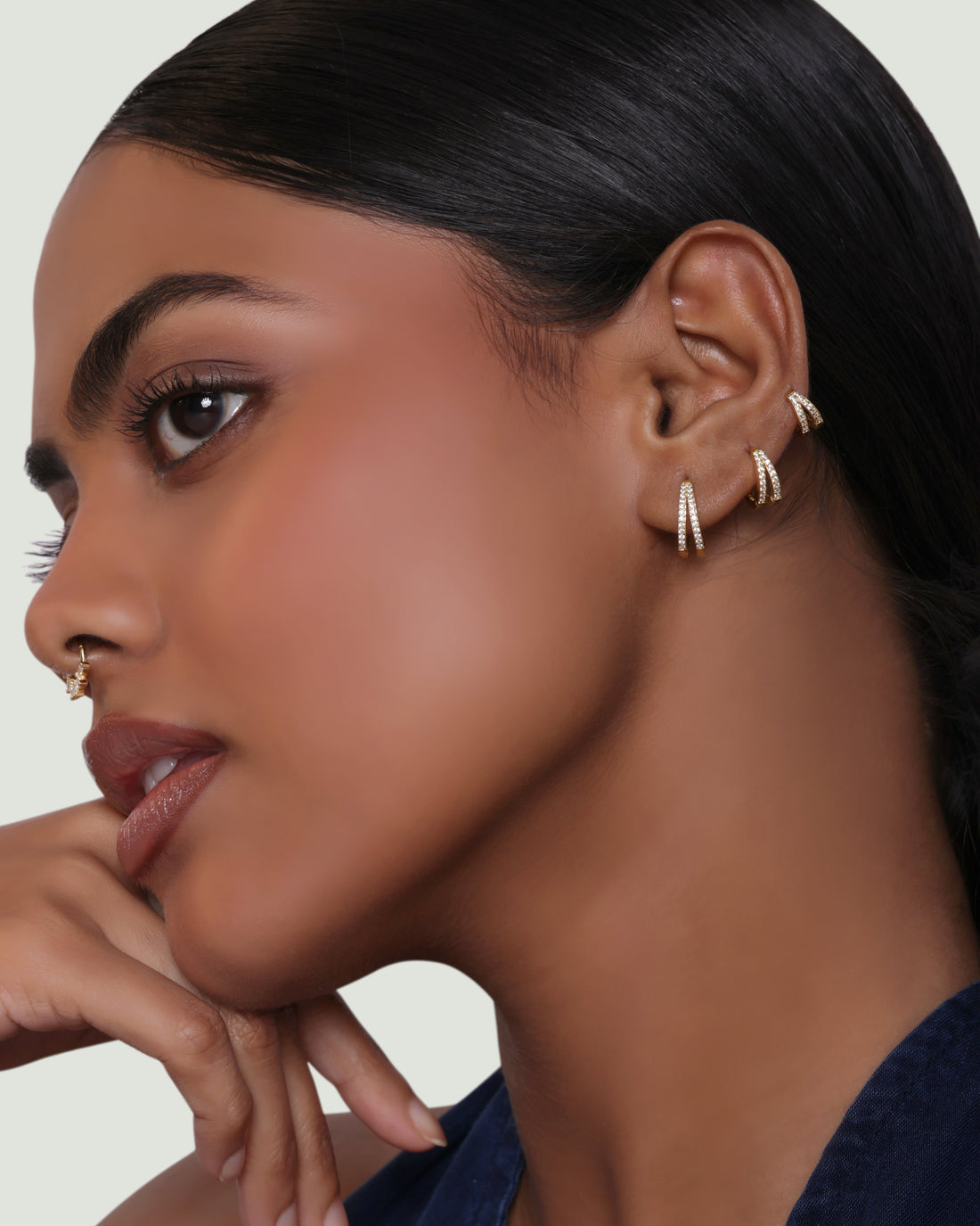 Zirconia Twin Hoops Multiple Sizes Hoop Earring