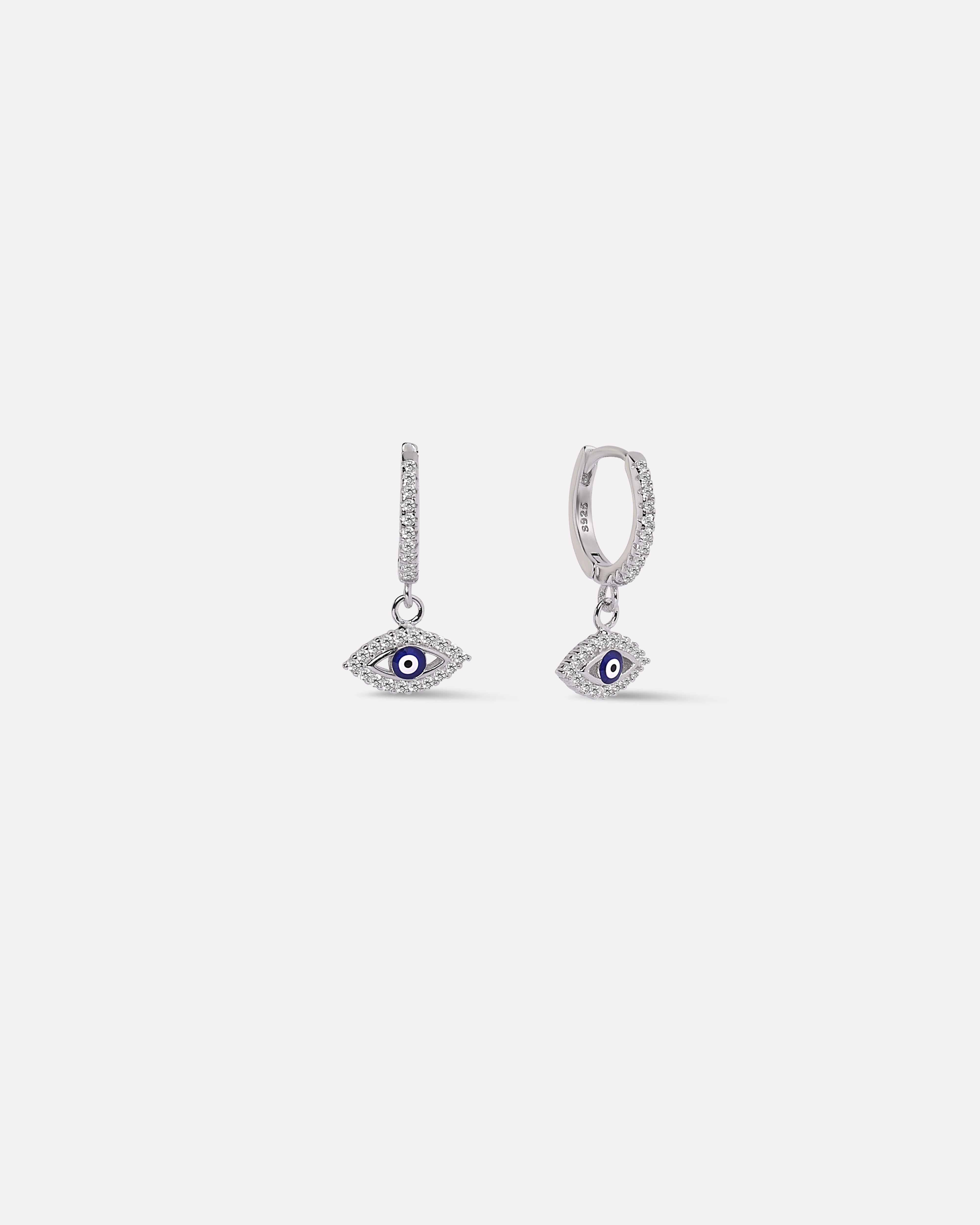 Enamel Eye Charm Hoop Earring