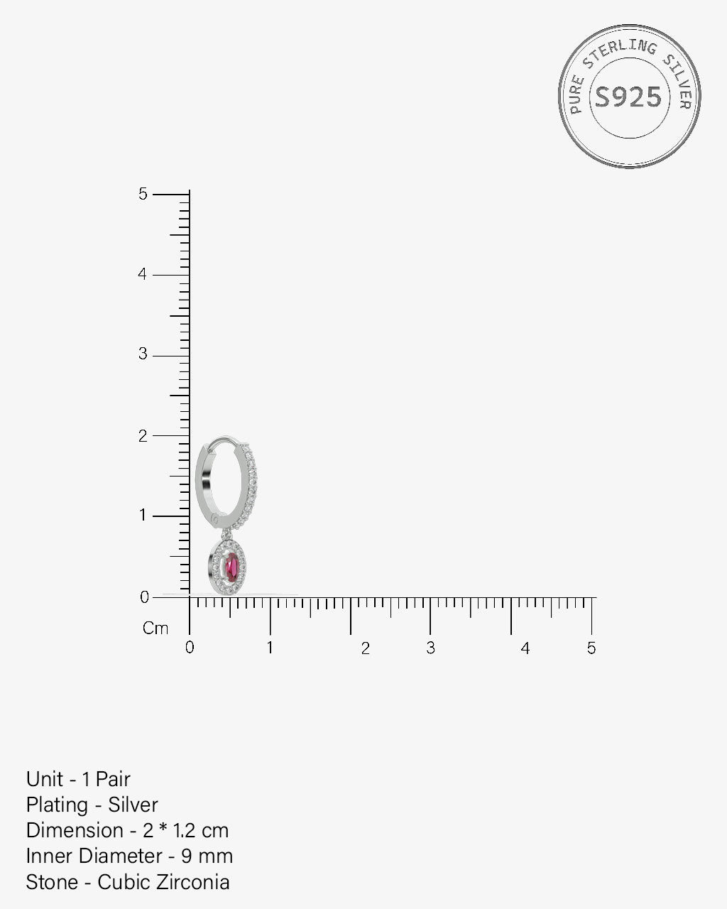 Sphere Ruby Charm Hoop Earrings