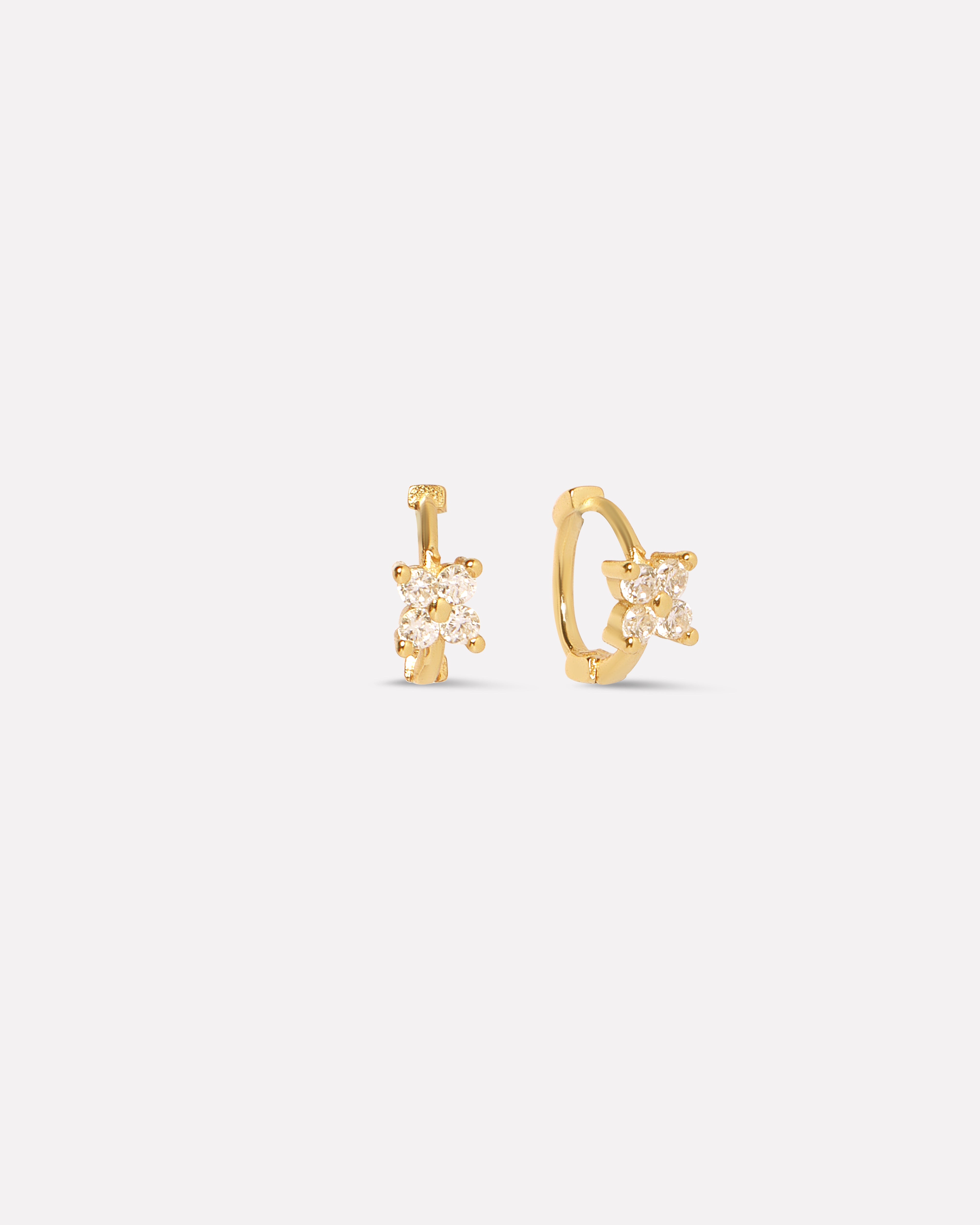 Floral Silver Hoop Earring