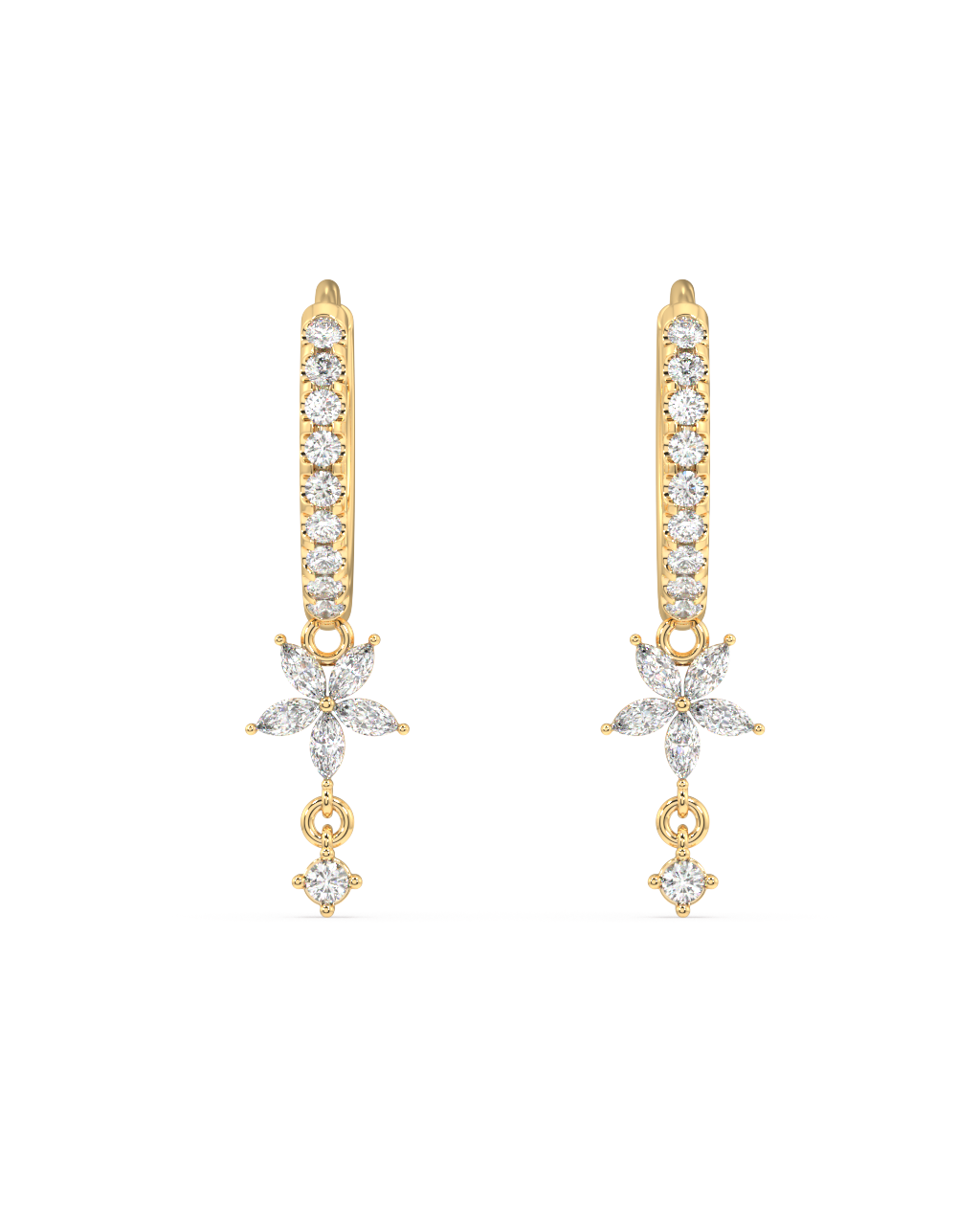 Flower Drop Hoop Earrings