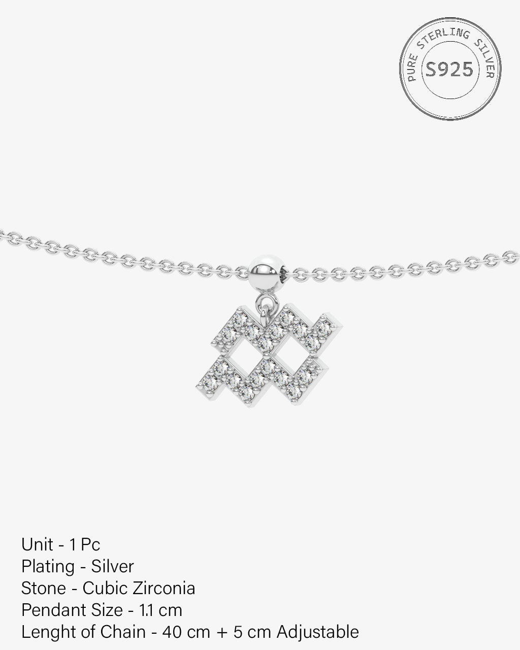 Aquarius Stone Pave Zodiac Necklace