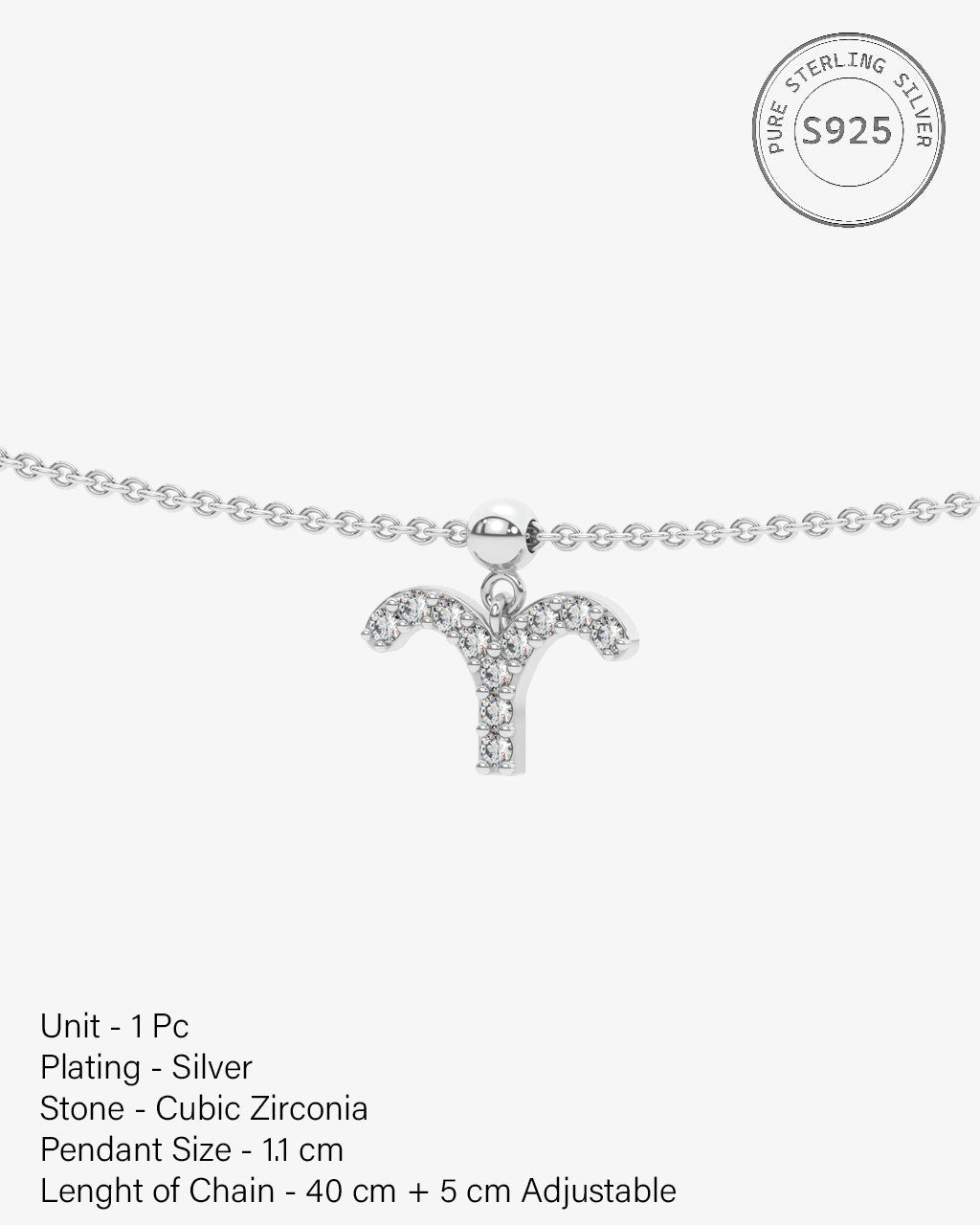 Aries Stone Pave Zodiac Necklace