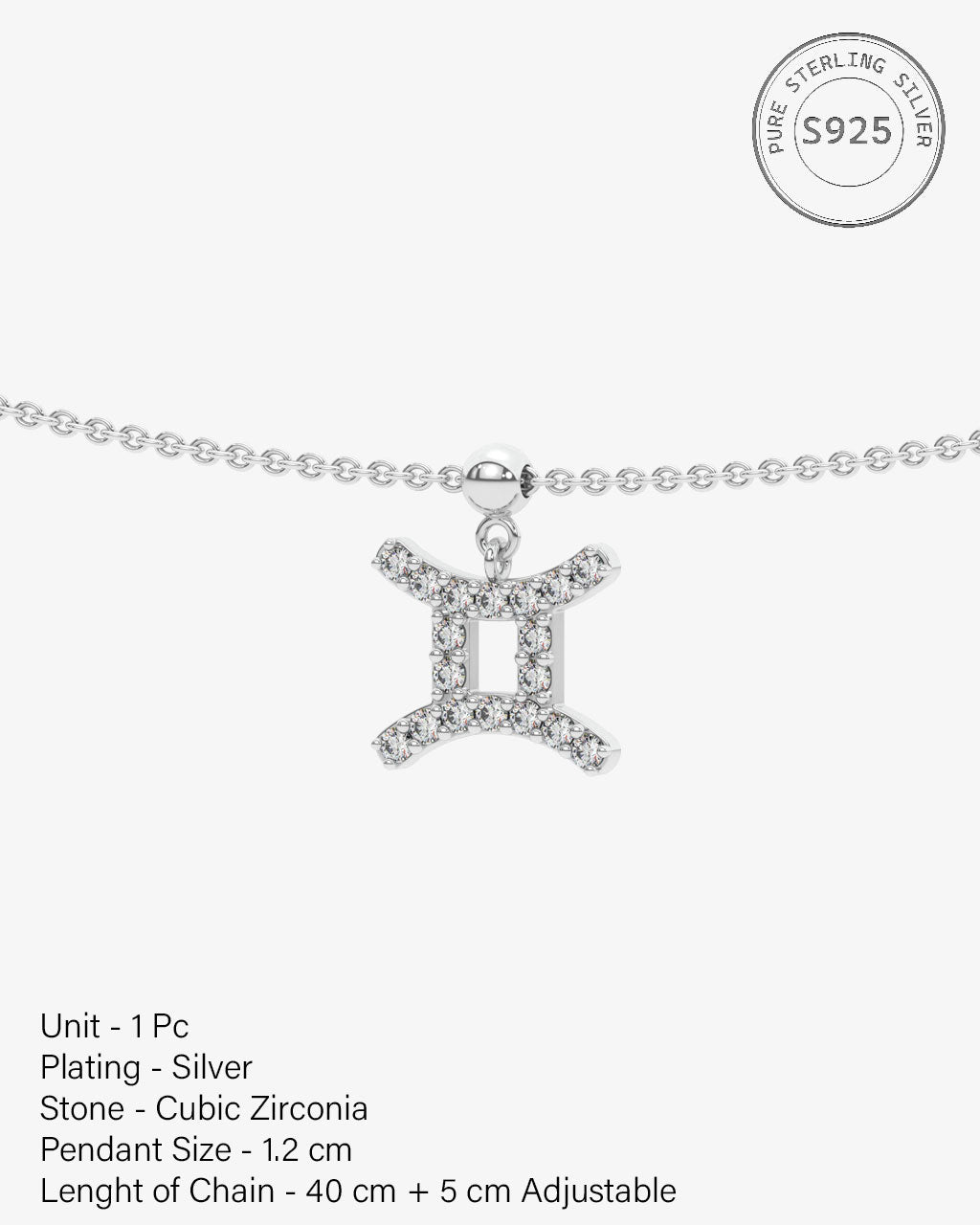 Gemini Stone Pave Zodiac Necklace