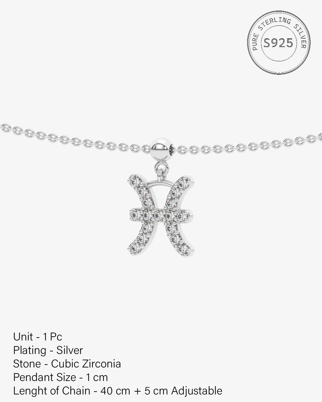 Pisces Stone Pave Zodiac Necklace