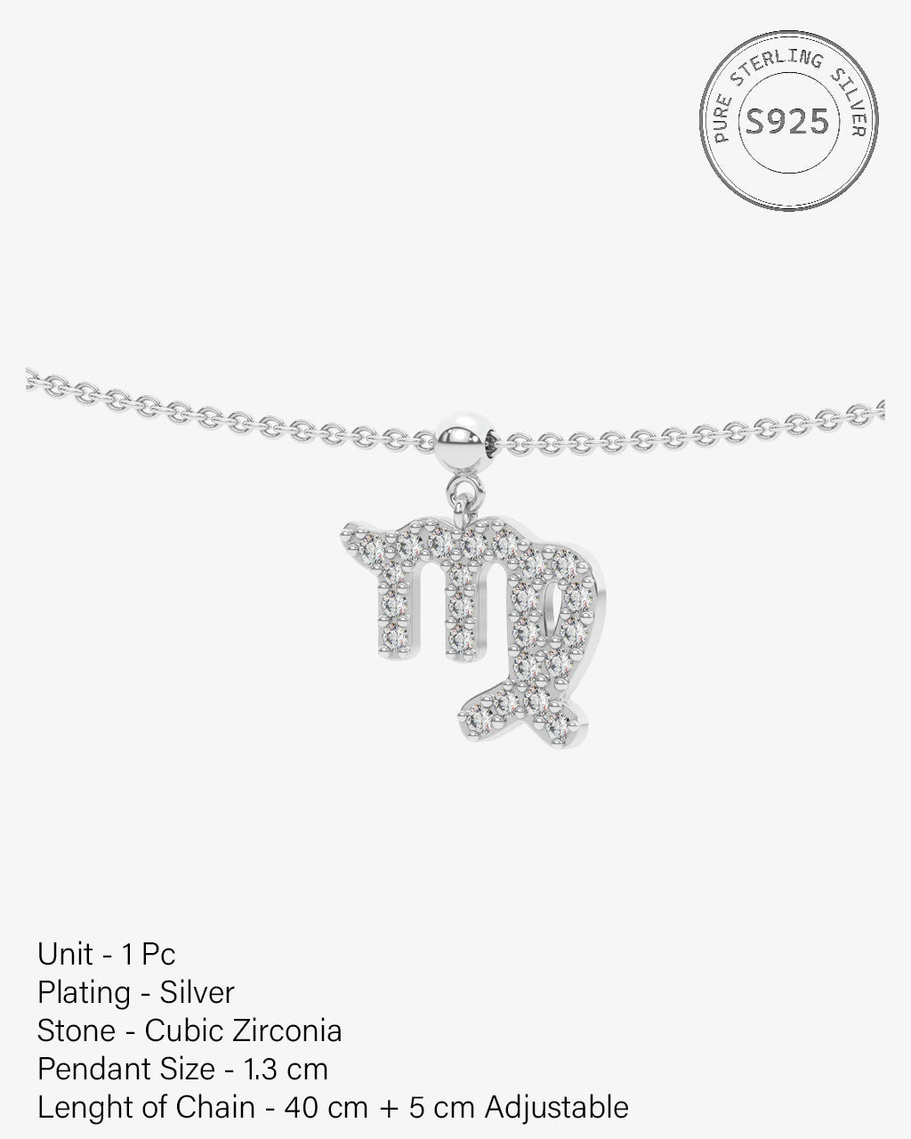 Virgo Stone Pave Zodiac Necklace