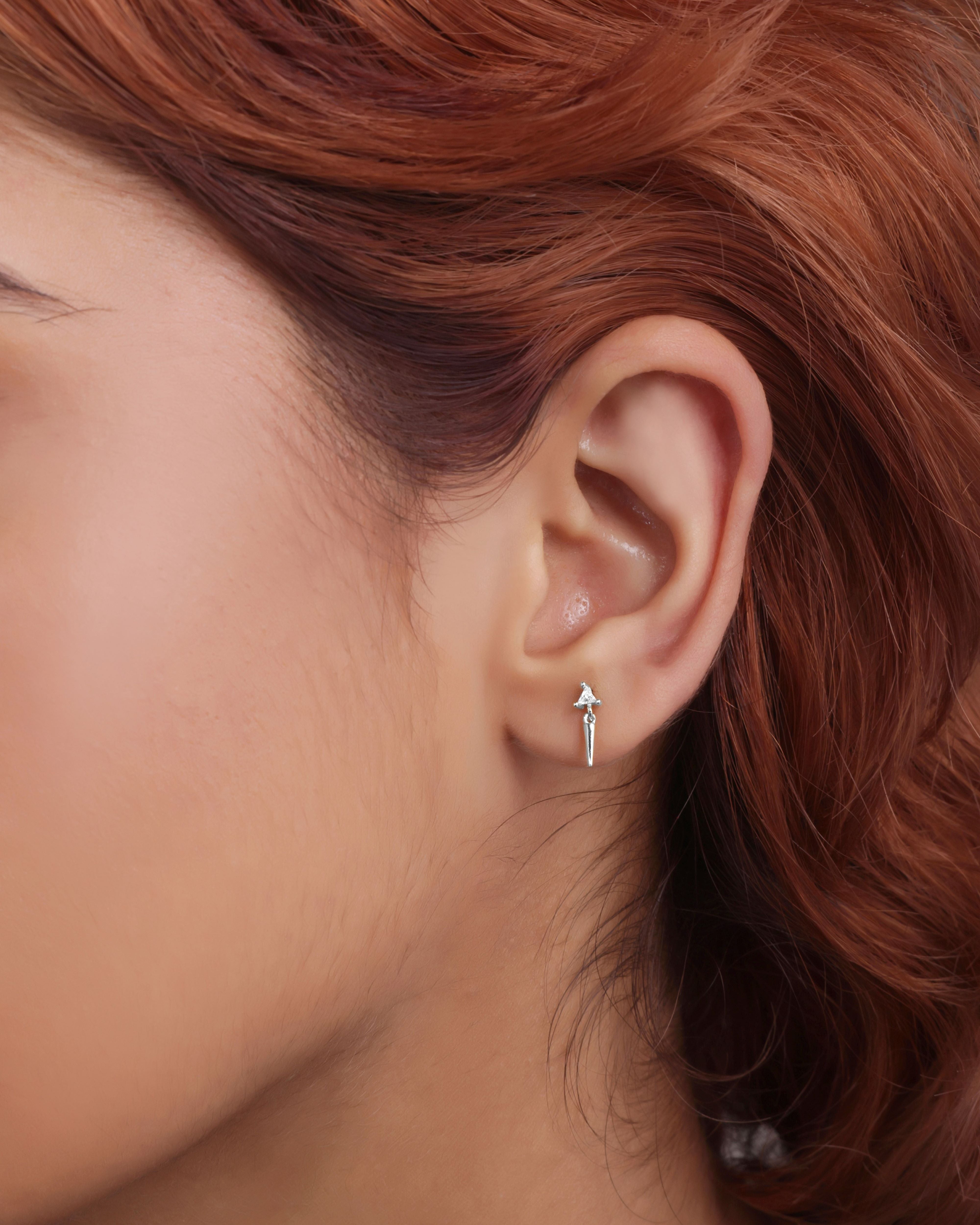 Mini Pave' Geometric Stud Earring