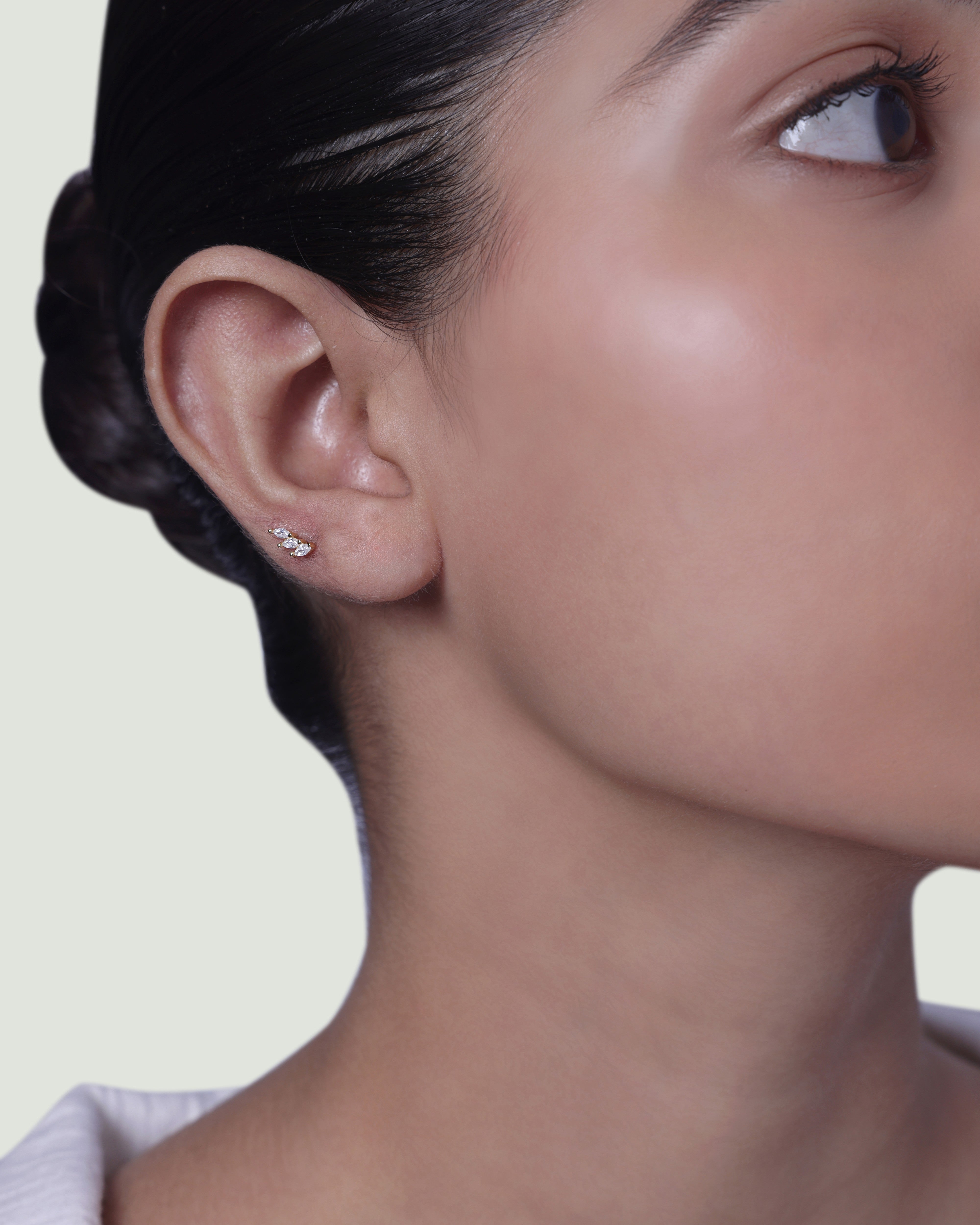Tri Marquise stone Climber Stud Earring