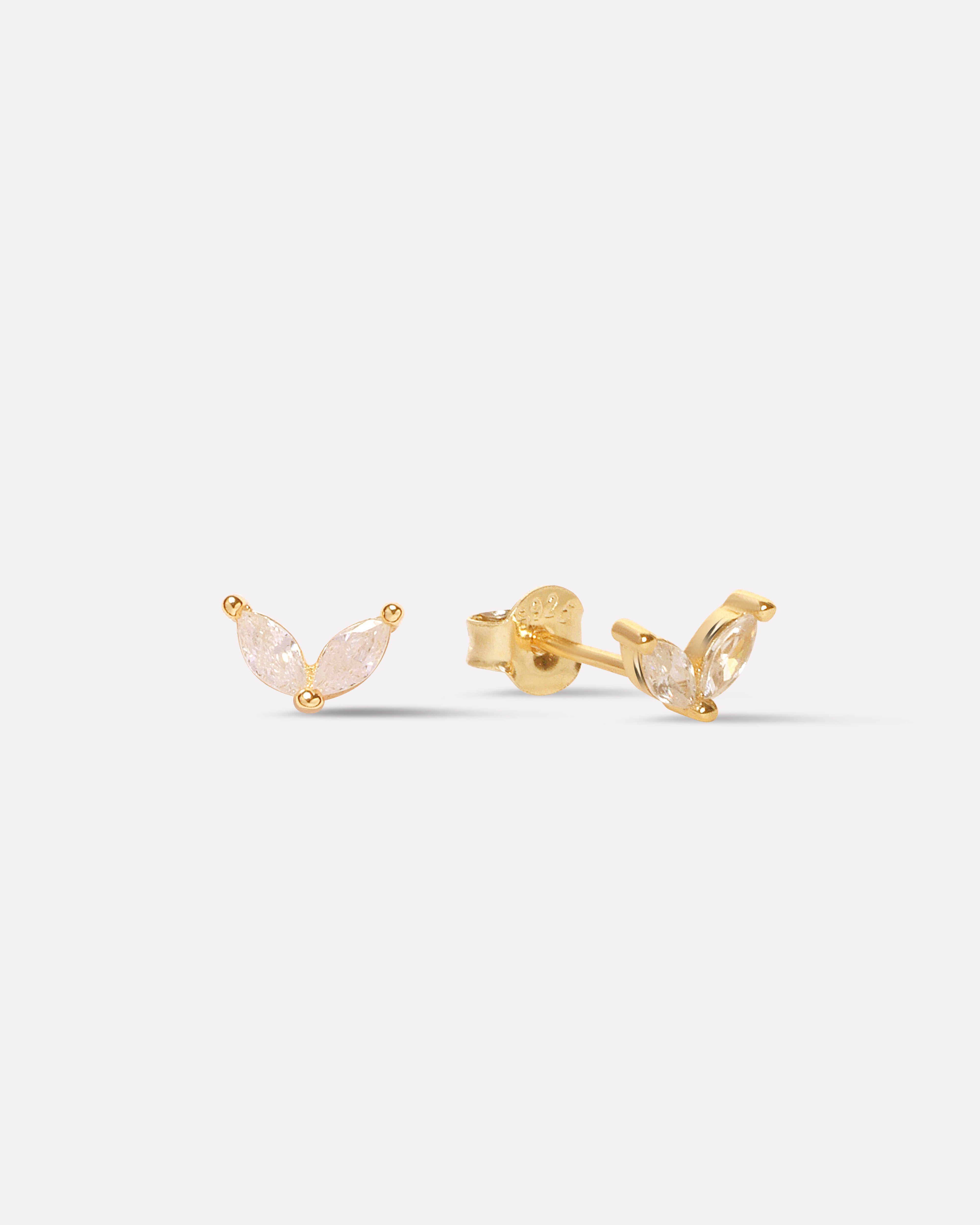 Twin Petals Flat Back Screw Stud Earrings